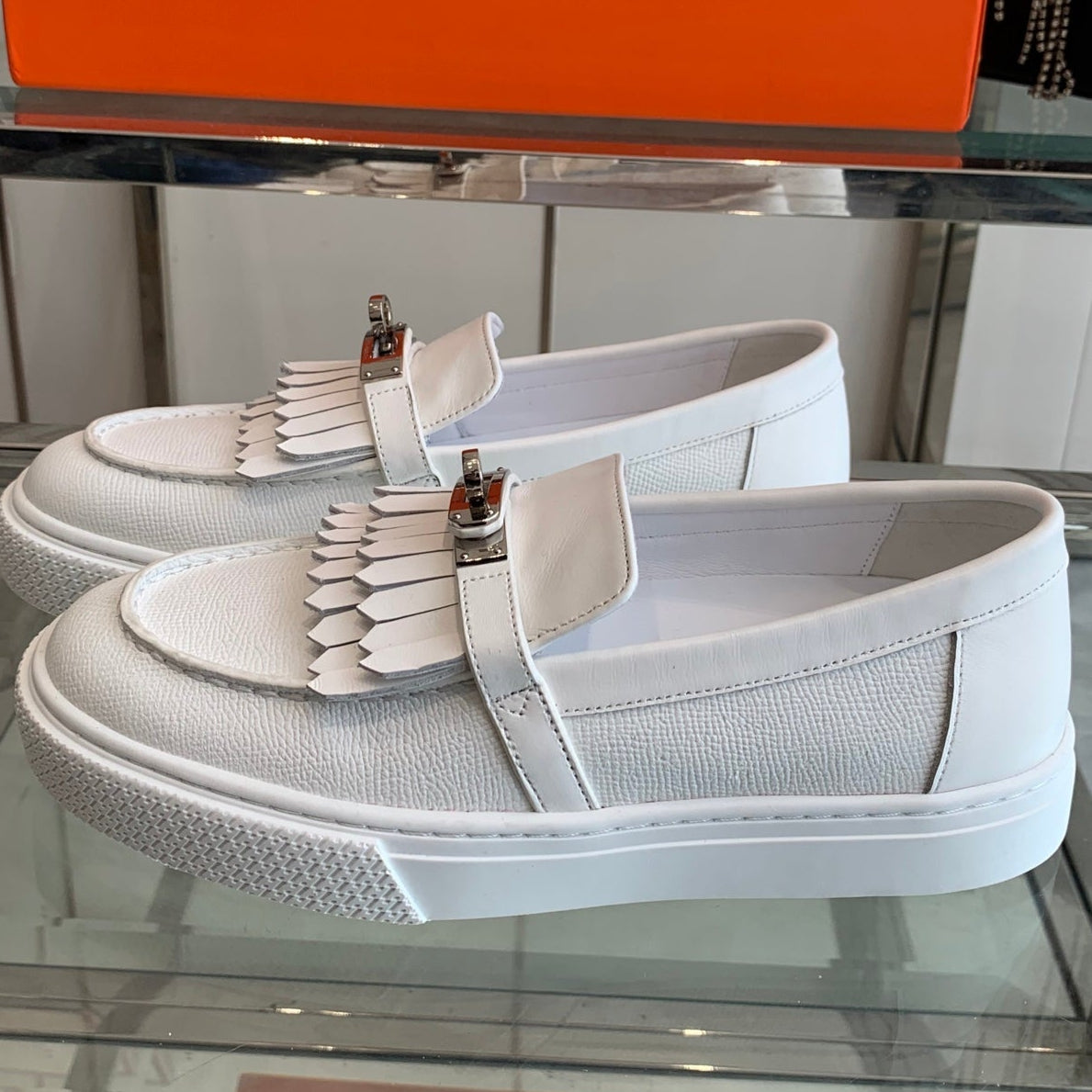 HM Game Slip-on Sneaker White With Tassel Calfskin 292305