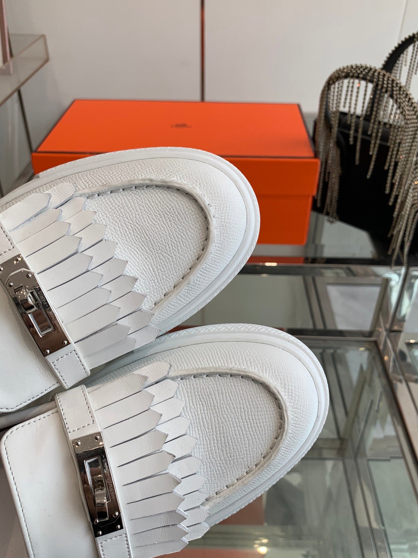 HM Game Slip-on Sneaker White With Tassel Calfskin 292305