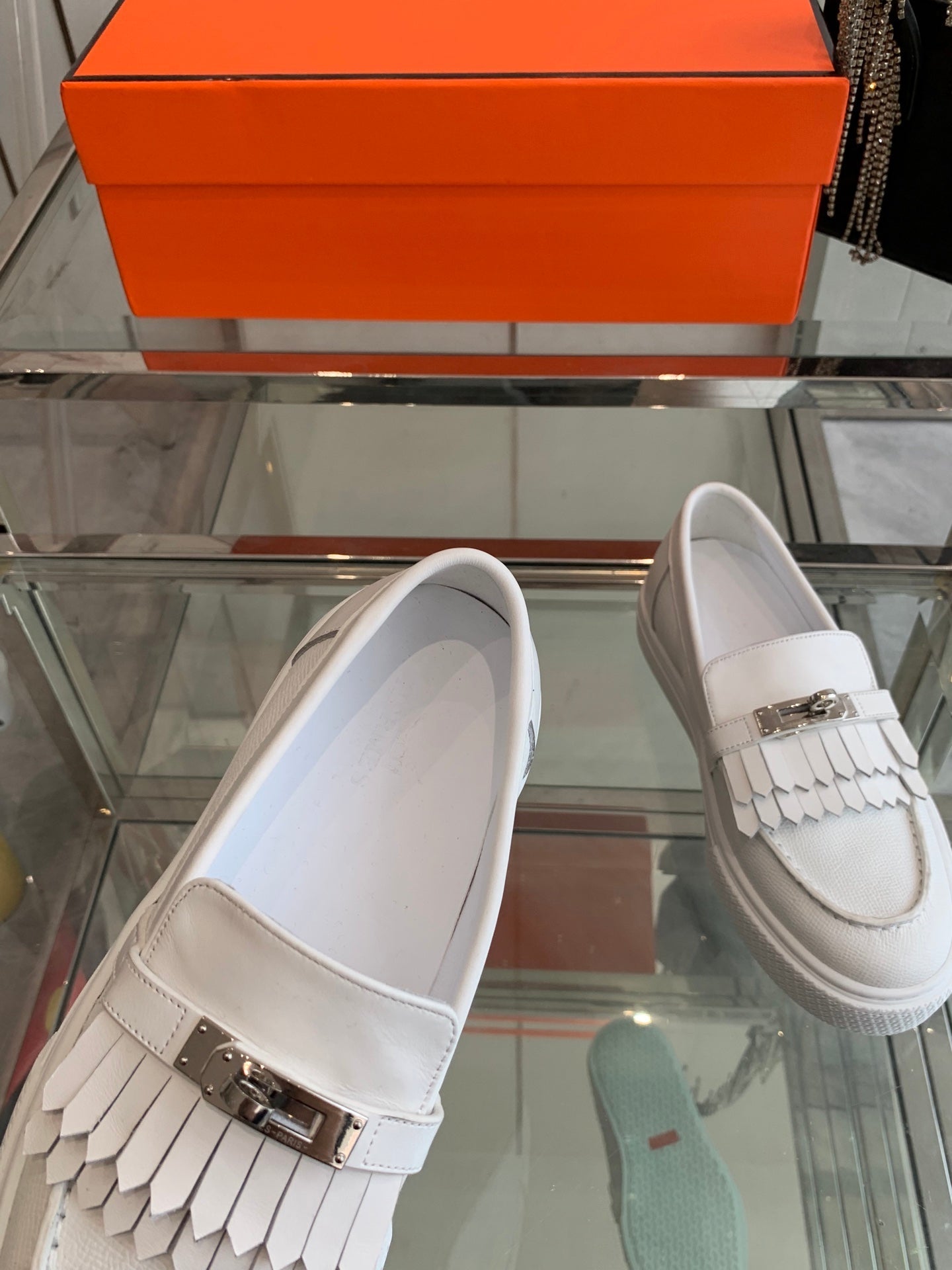 HM Game Slip-on Sneaker White With Tassel Calfskin 292305