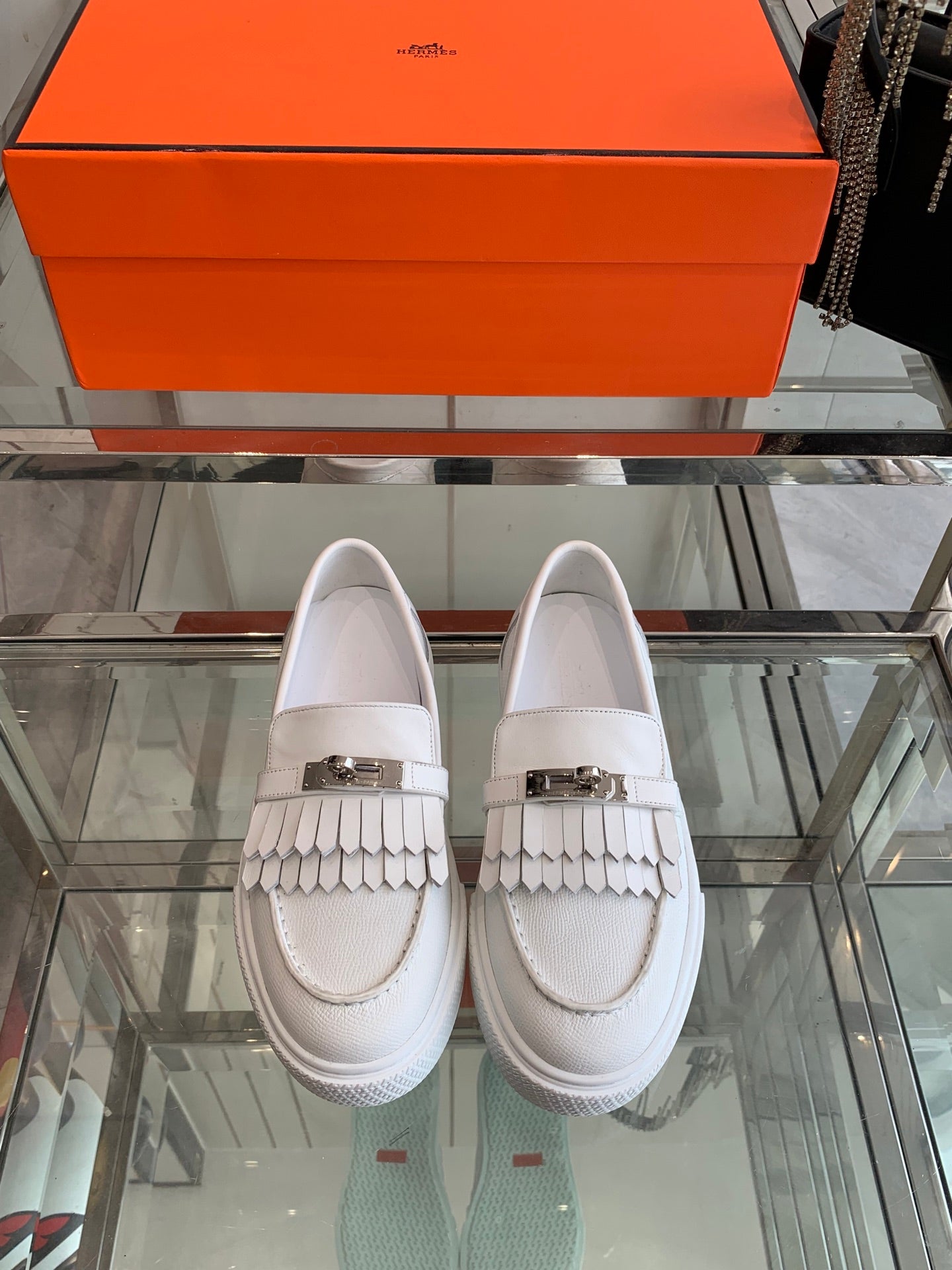 HM Game Slip-on Sneaker White With Tassel Calfskin 292305