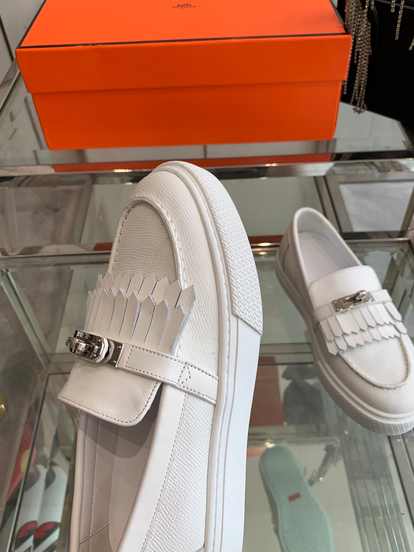 HM Game Slip-on Sneaker White With Tassel Calfskin 292305