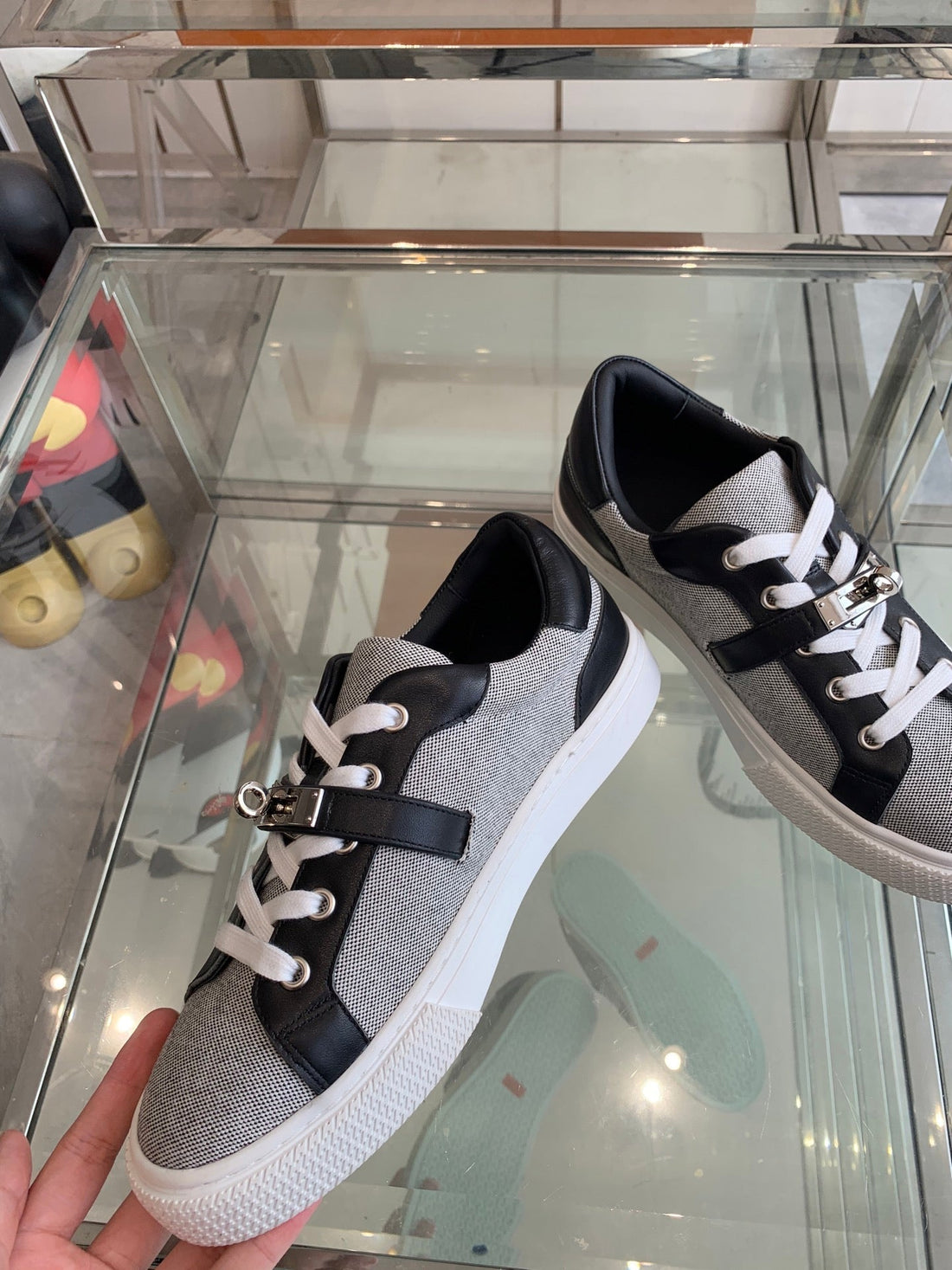 HM Day Sneaker Black Mix Gray Canvas Calfskin 291812