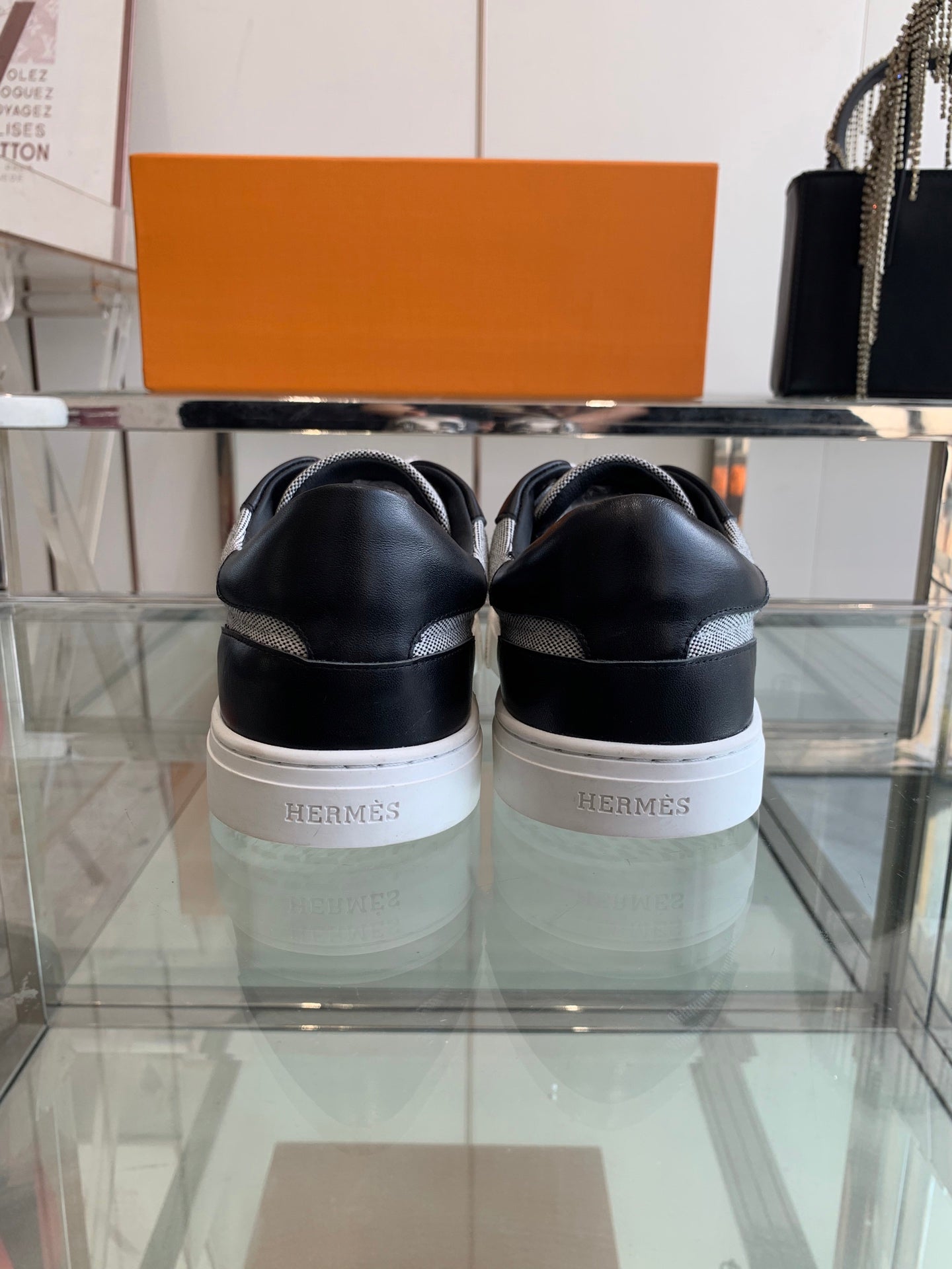 HM Day Sneaker Black Mix Gray Canvas Calfskin 291812