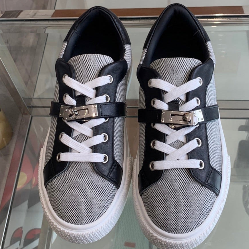 HM Day Sneaker Black Mix Gray Canvas Calfskin 291812