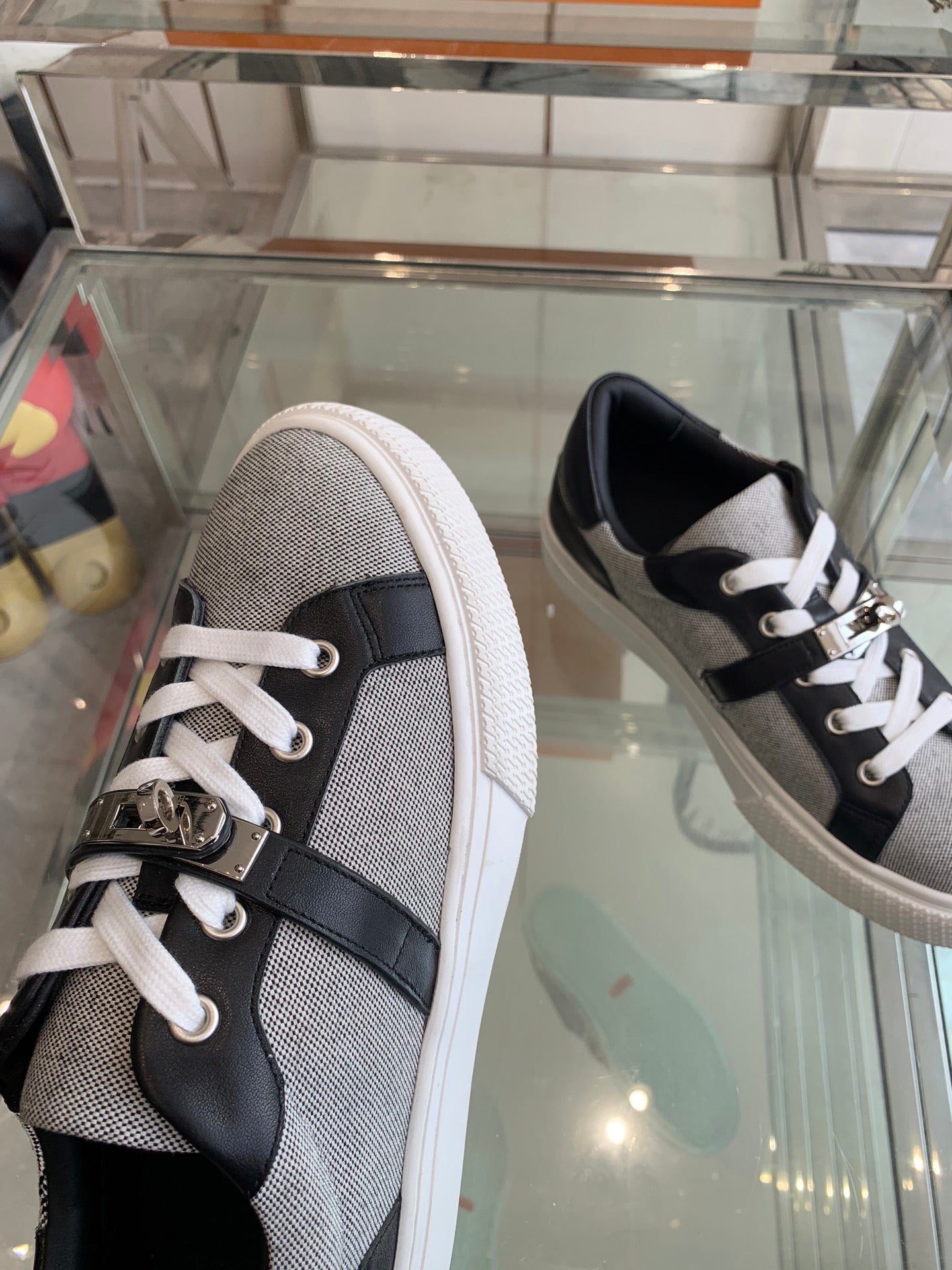 HM Day Sneaker Black Mix Gray Canvas Calfskin 291812