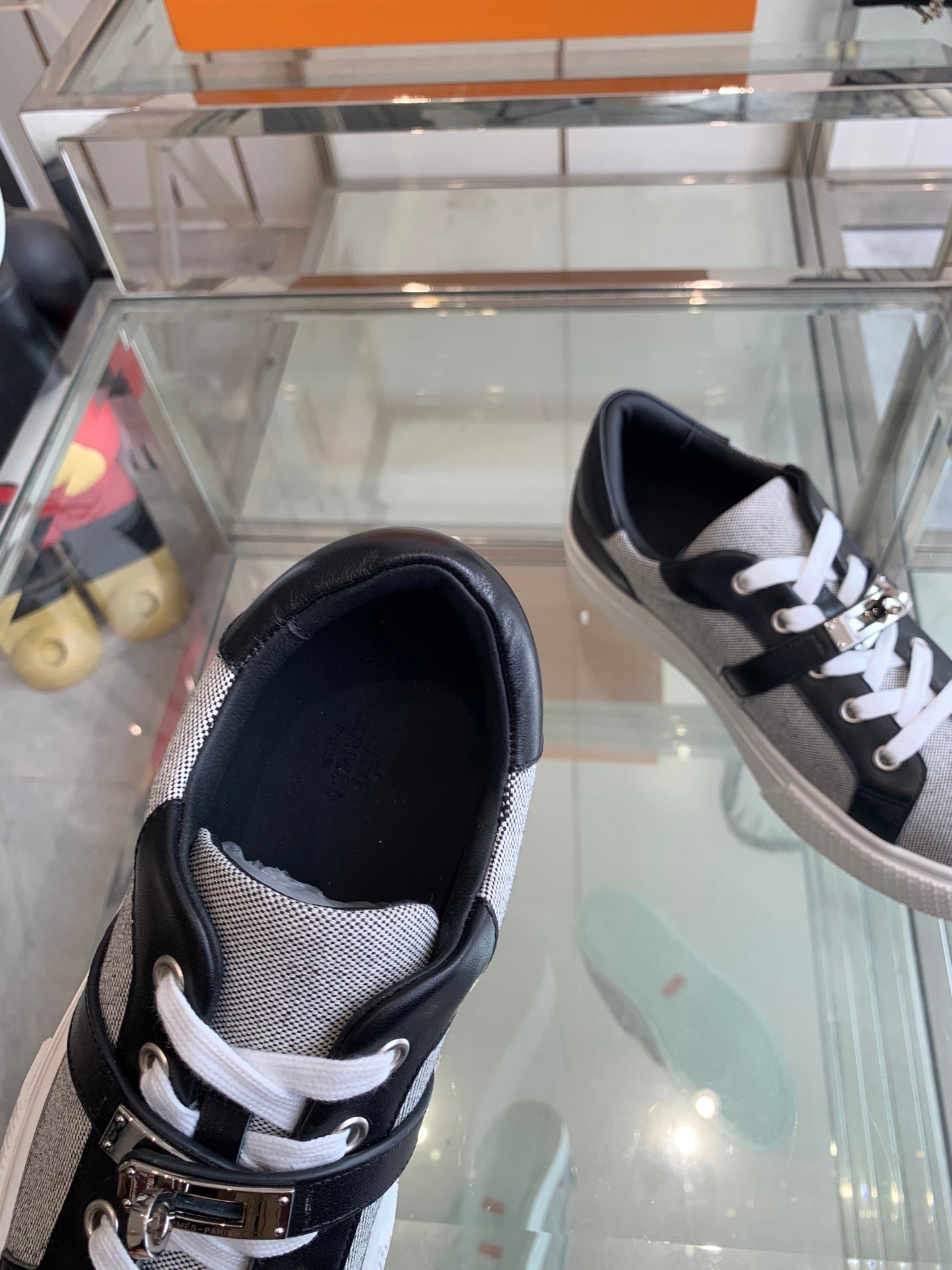 HM Day Sneaker Black Mix Gray Canvas Calfskin 291812