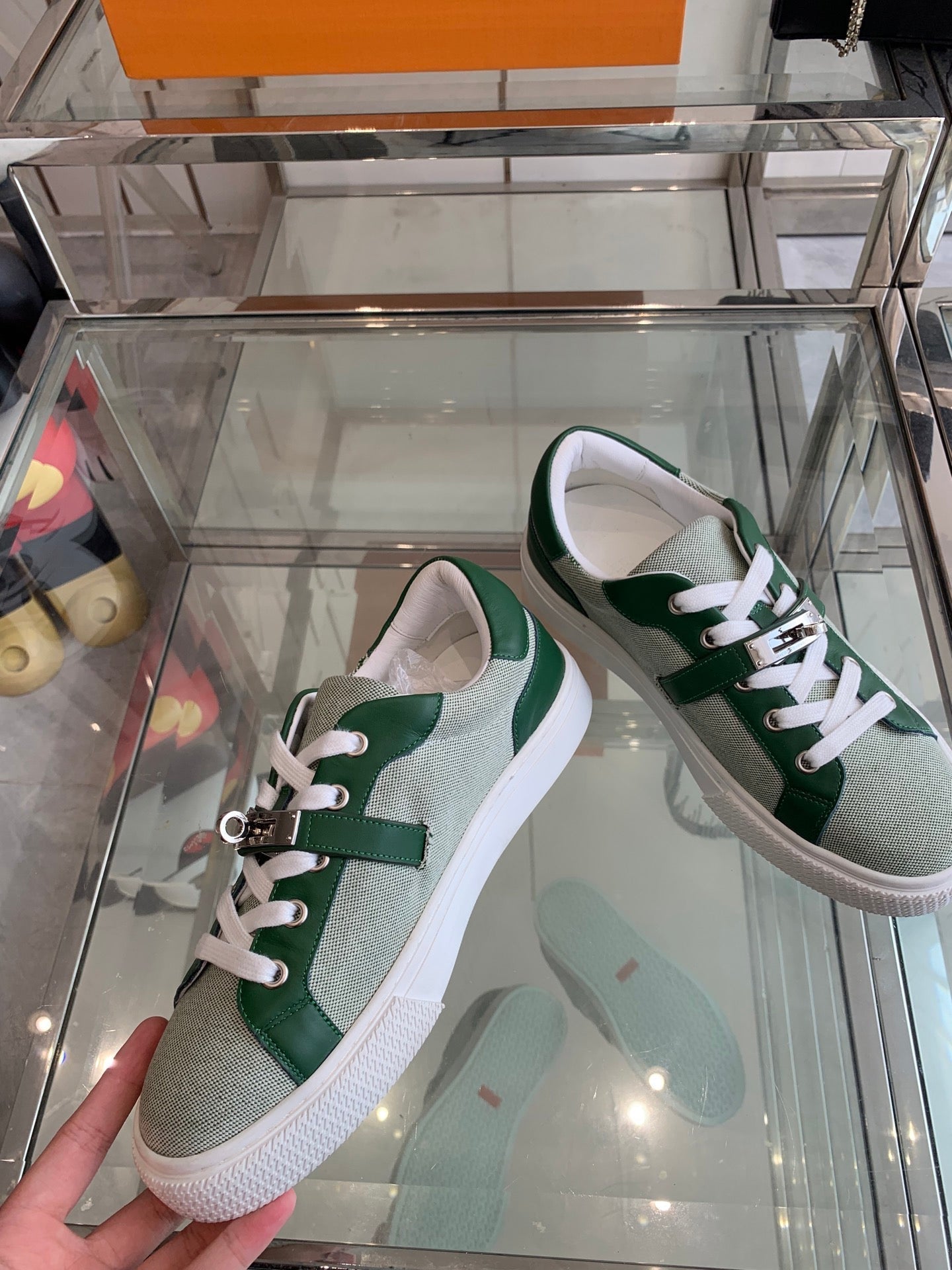 HM Day Sneaker Green Canvas Calfskin 291813