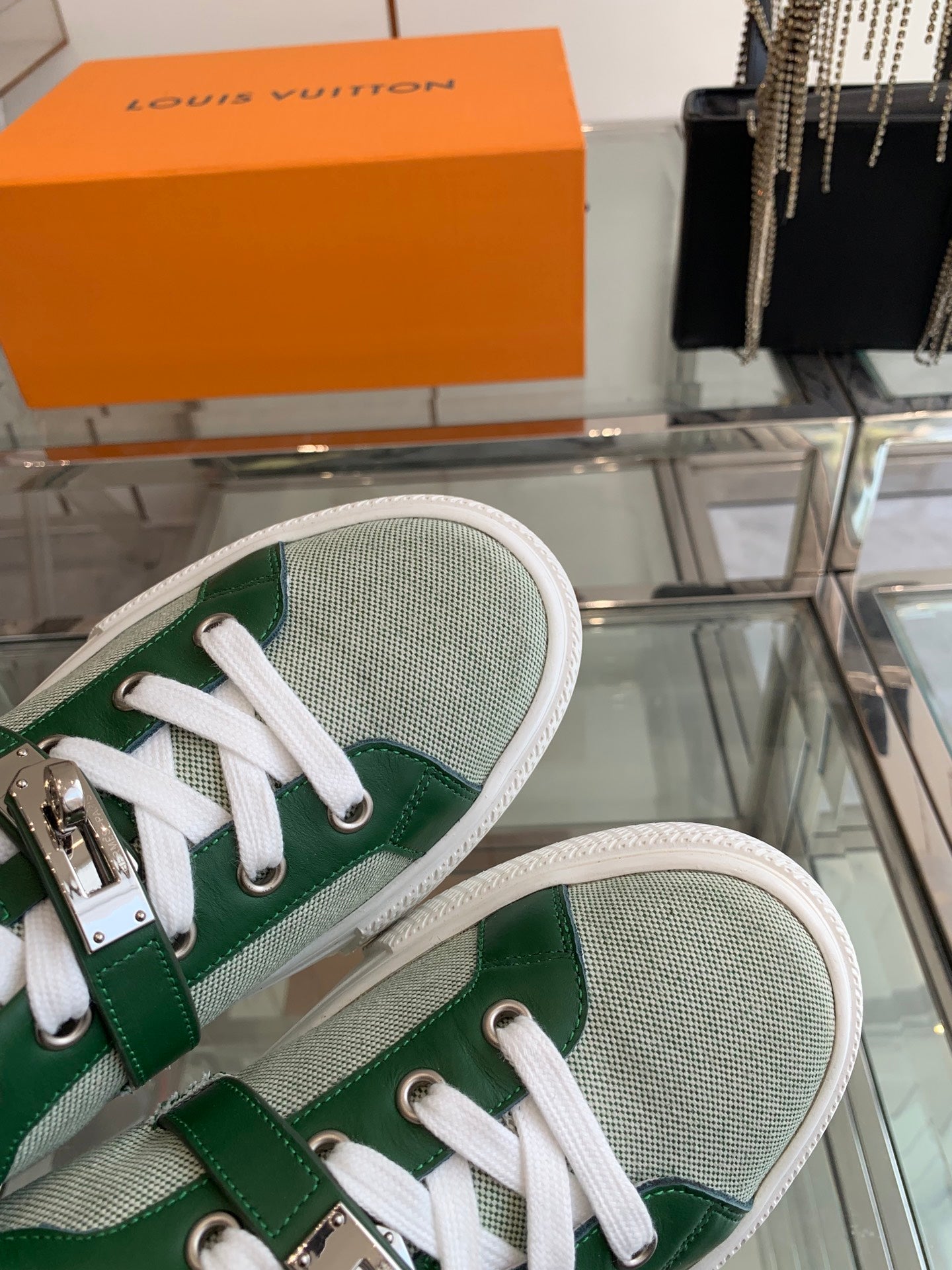 HM Day Sneaker Green Canvas Calfskin 291813