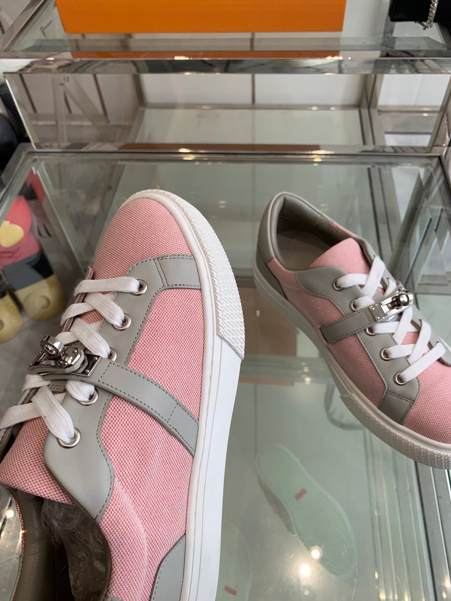 HM Day Sneaker  Pink Mix Gray Canvas Calfskin 291816