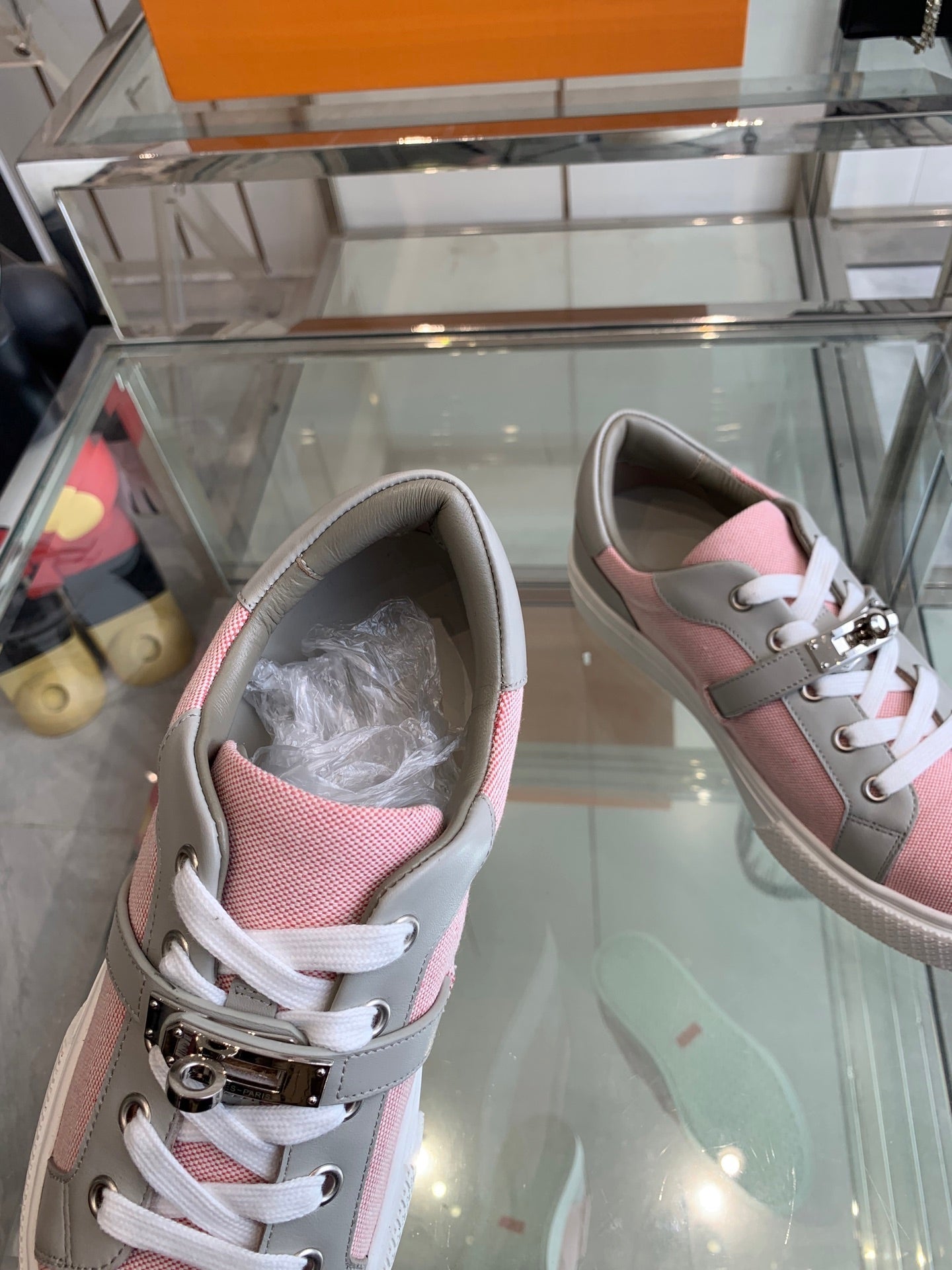 HM Day Sneaker  Pink Mix Gray Canvas Calfskin 291816