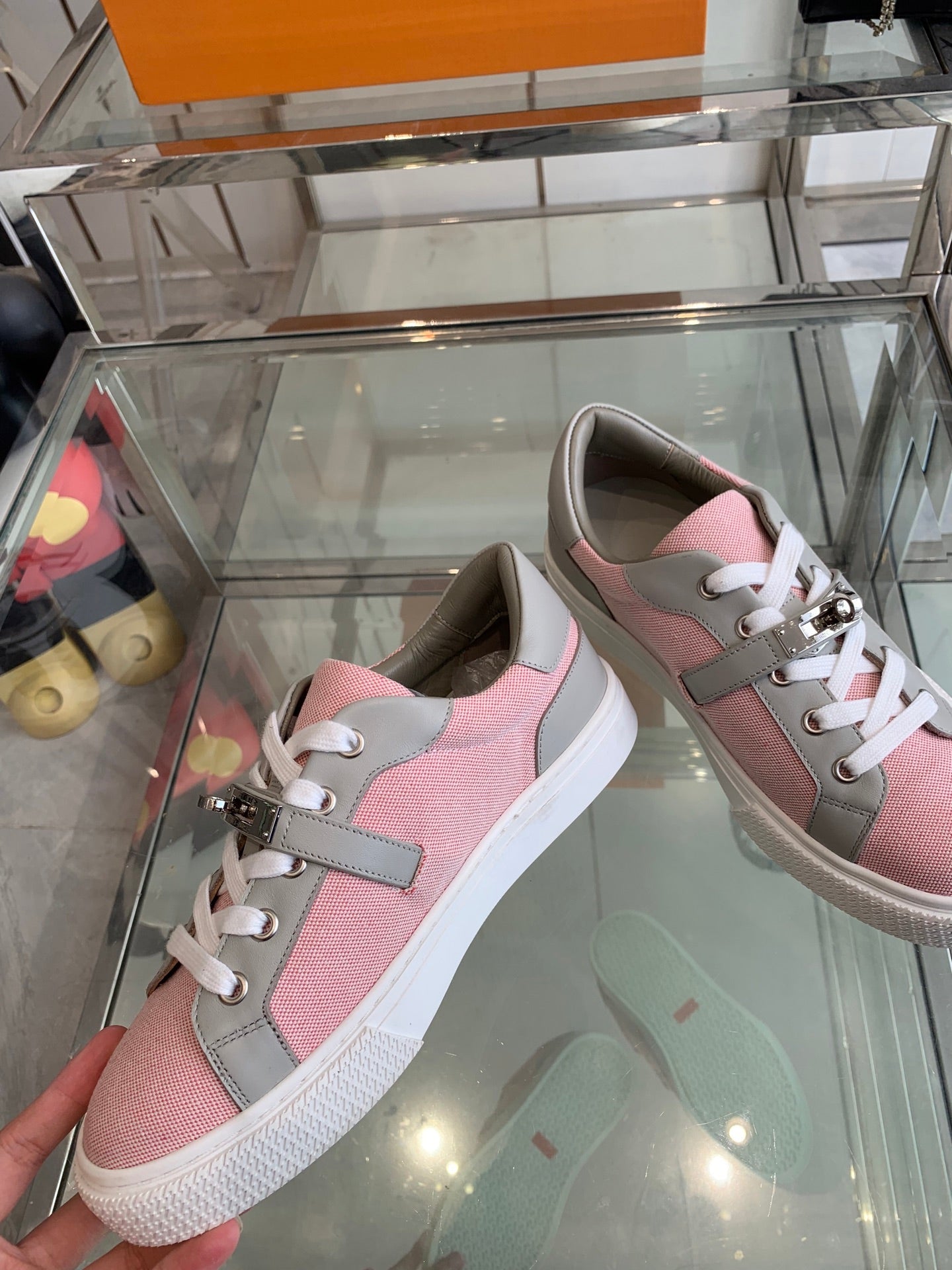 HM Day Sneaker  Pink Mix Gray Canvas Calfskin 291816