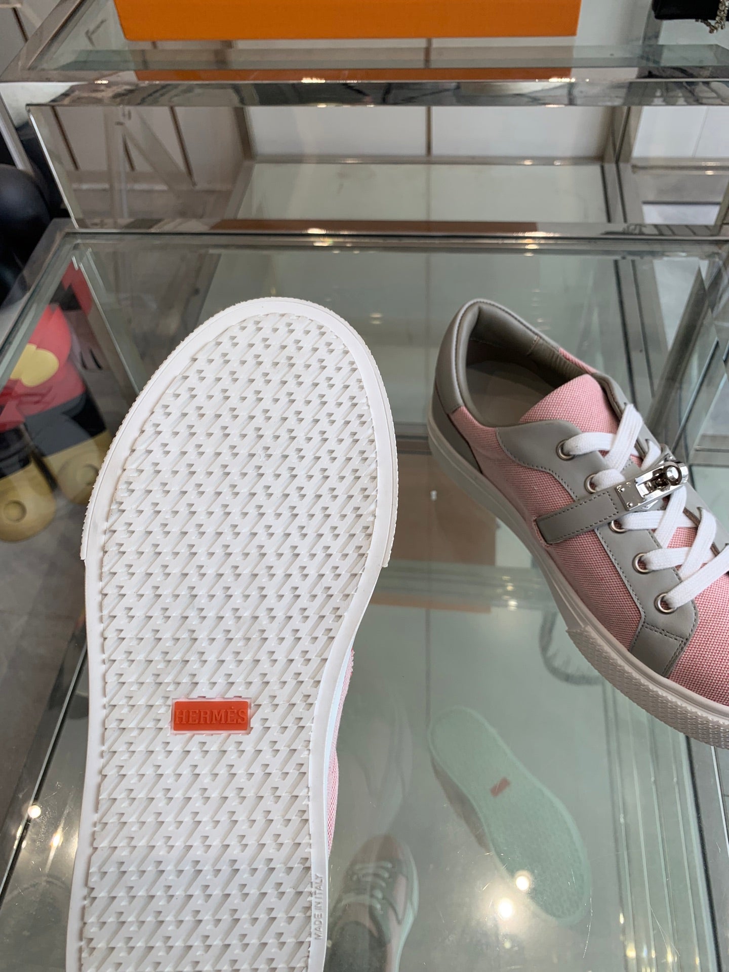 HM Day Sneaker  Pink Mix Gray Canvas Calfskin 291816