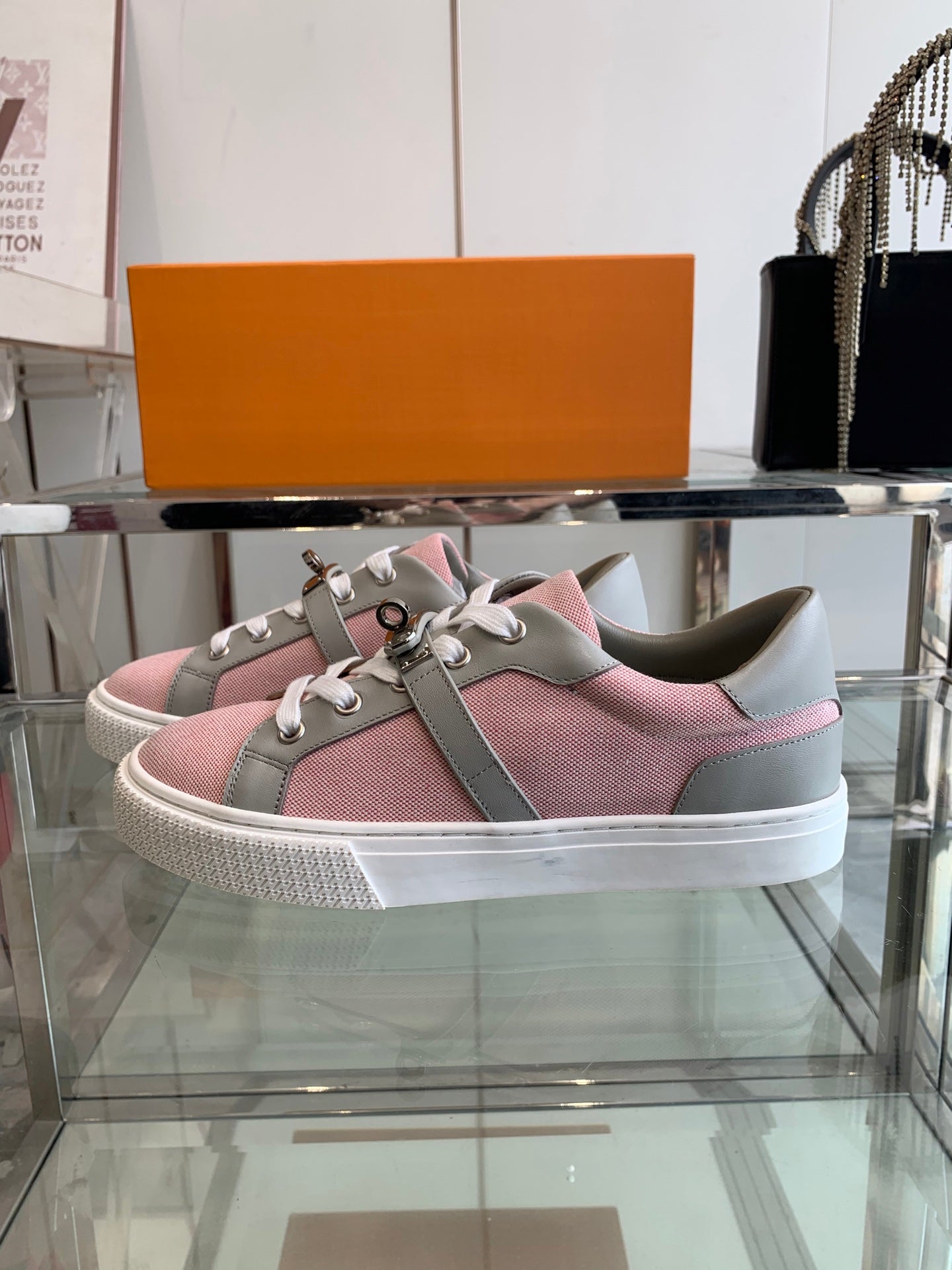 HM Day Sneaker  Pink Mix Gray Canvas Calfskin 291816