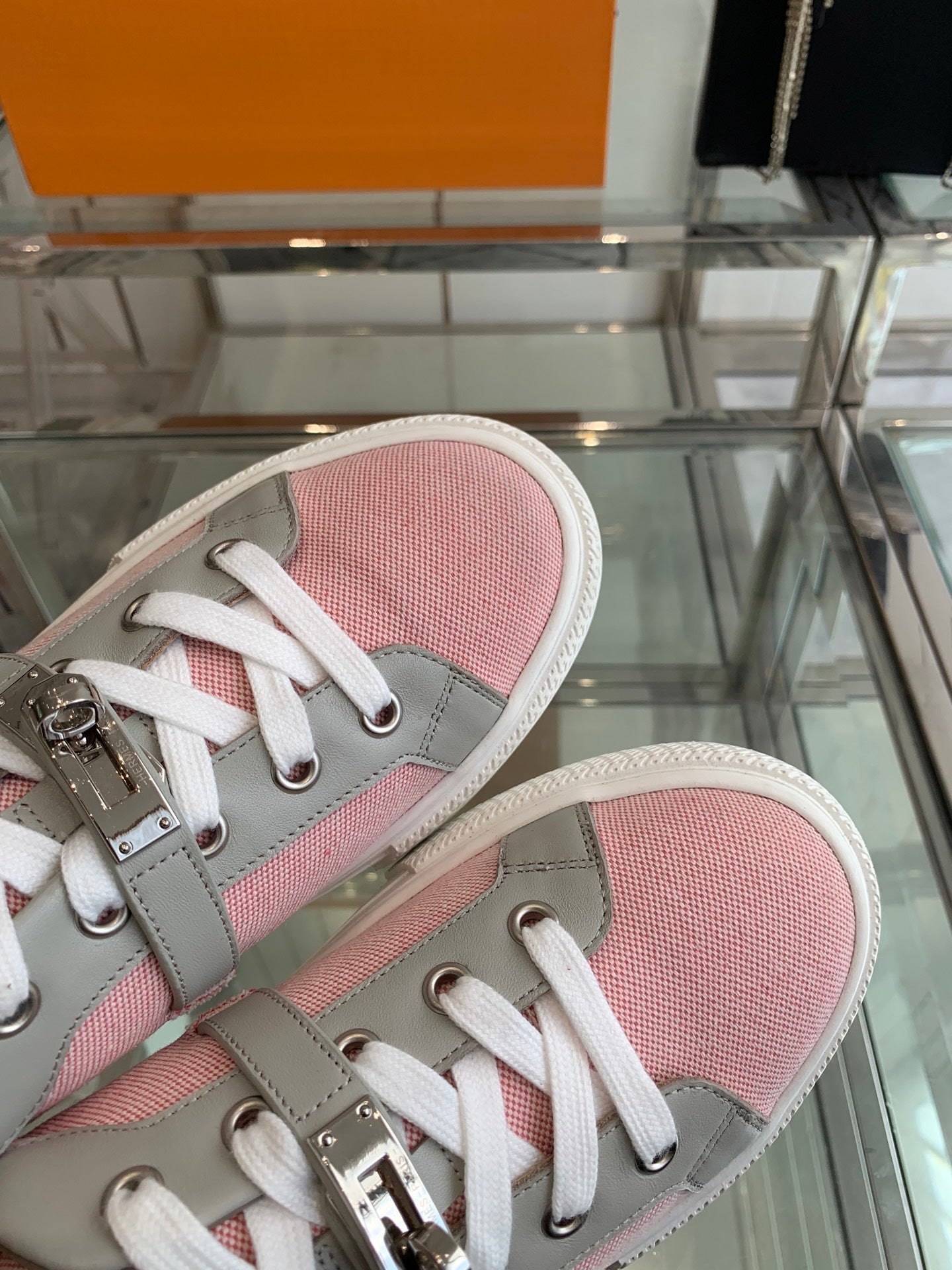 HM Day Sneaker  Pink Mix Gray Canvas Calfskin 291816