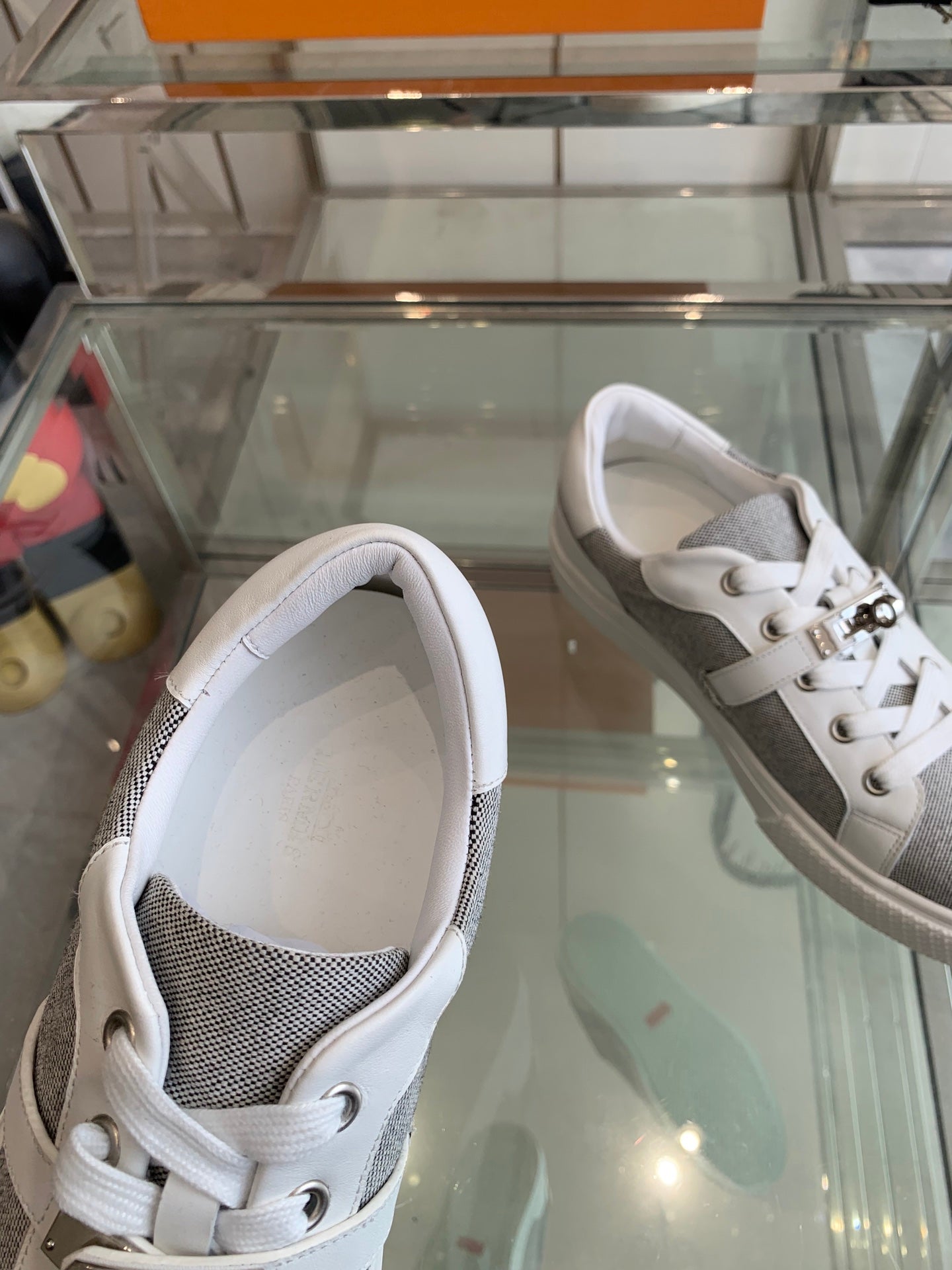 HM Day Sneaker  White Mix Gray Canvas Calfskin 291817