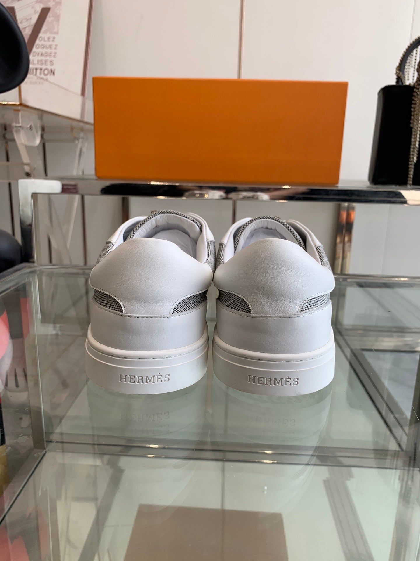 HM Day Sneaker  White Mix Gray Canvas Calfskin 291817