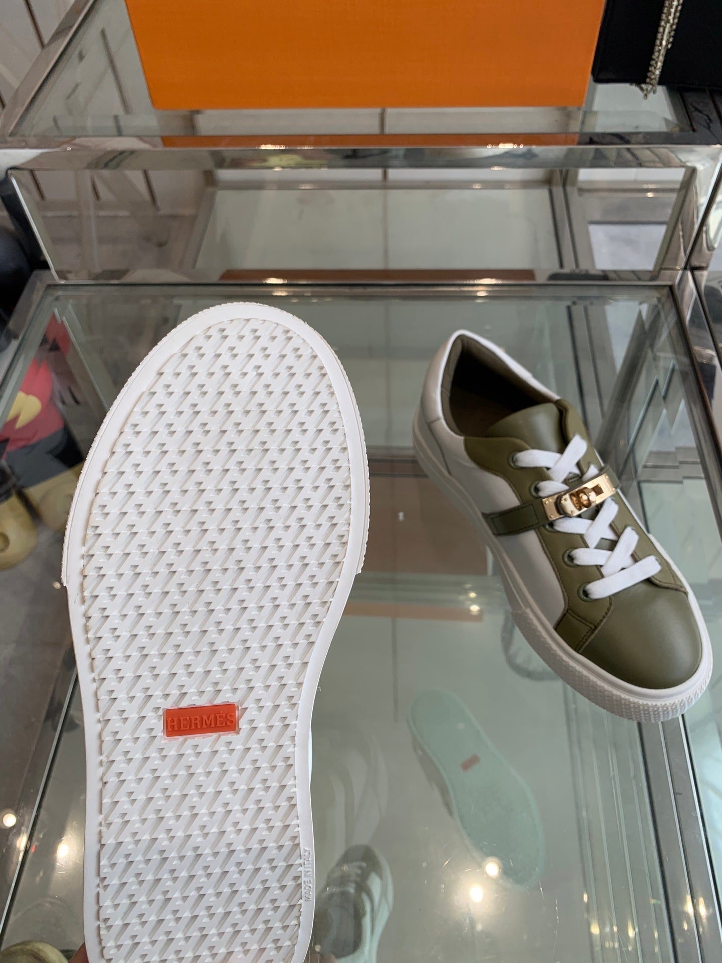 HM Day Sneaker Army Green mix White Calfskin 291834