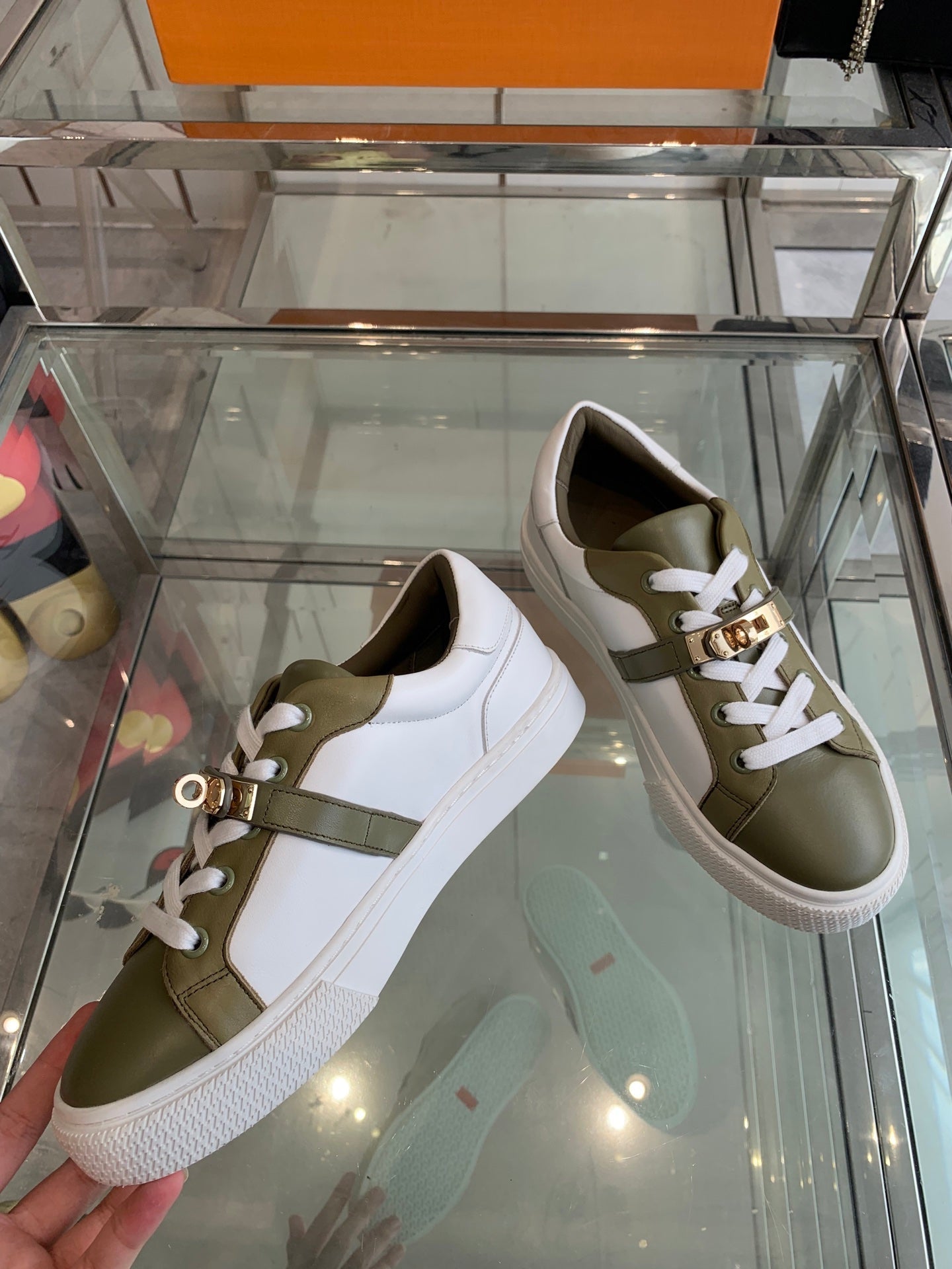 HM Day Sneaker Army Green mix White Calfskin 291834