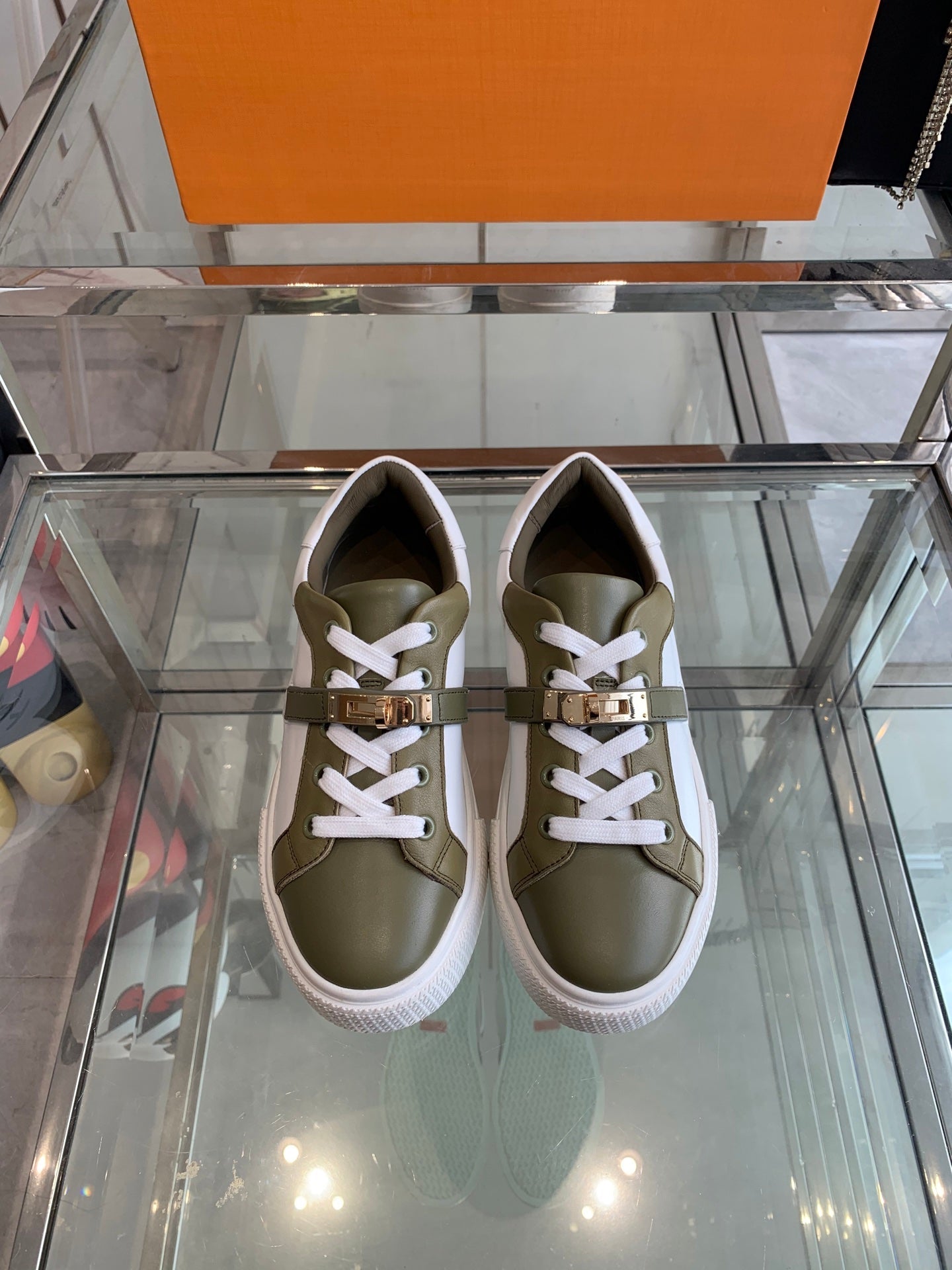 HM Day Sneaker Army Green mix White Calfskin 291834