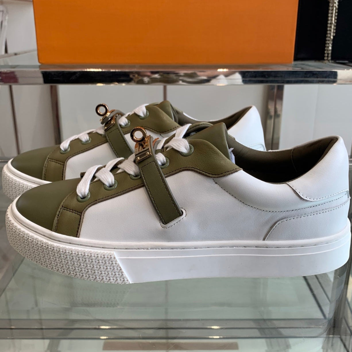 HM Day Sneaker Army Green mix White Calfskin 291834