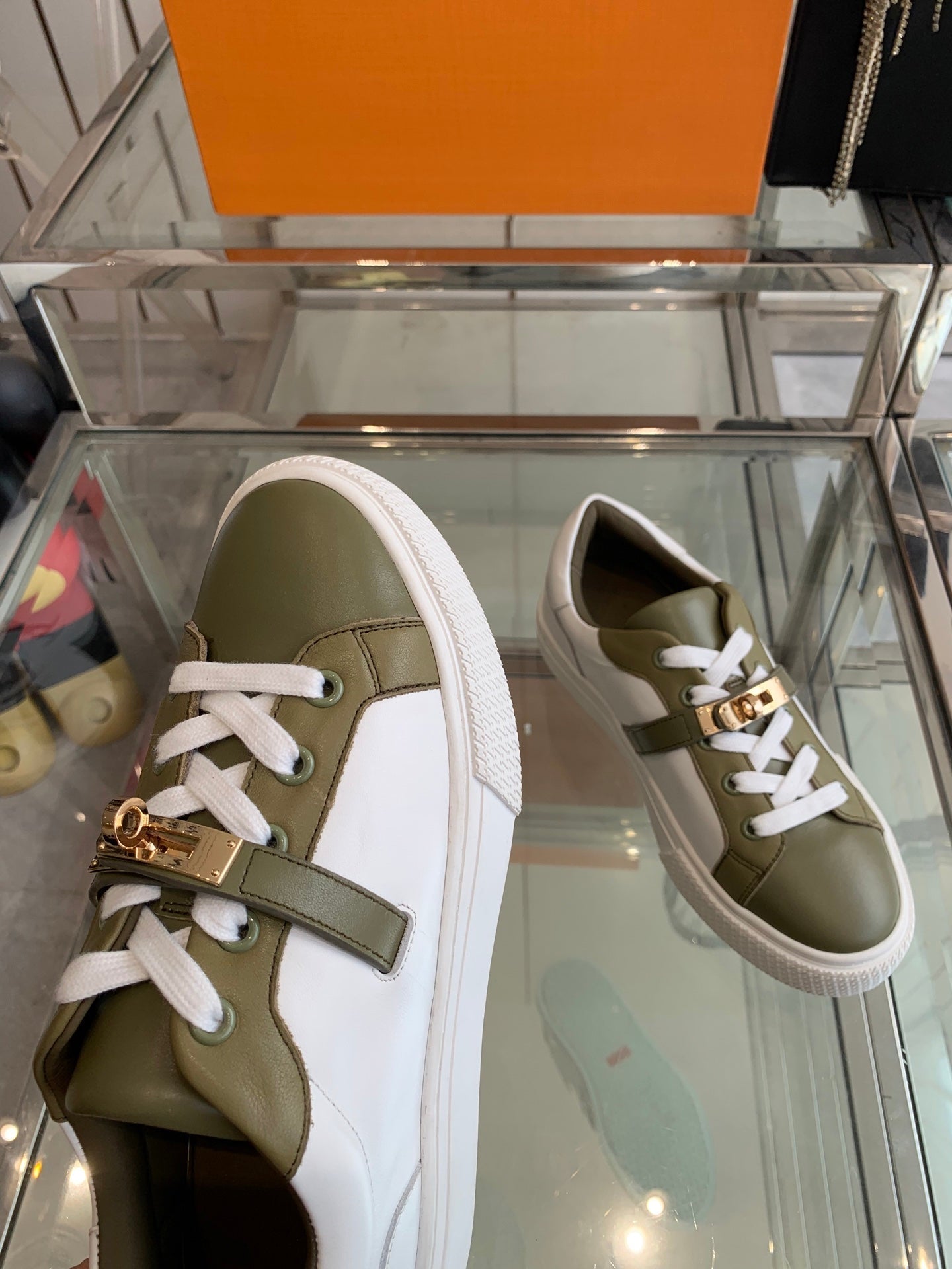 HM Day Sneaker Army Green mix White Calfskin 291834