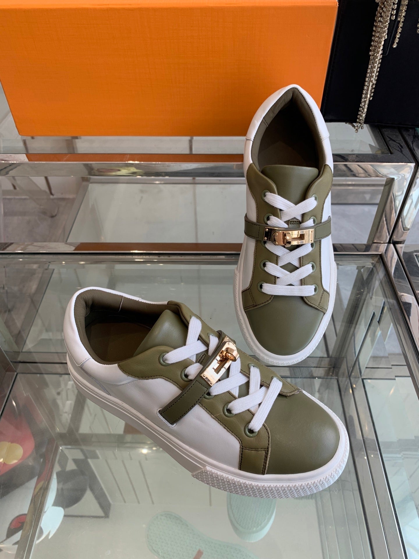 HM Day Sneaker Army Green mix White Calfskin 291834