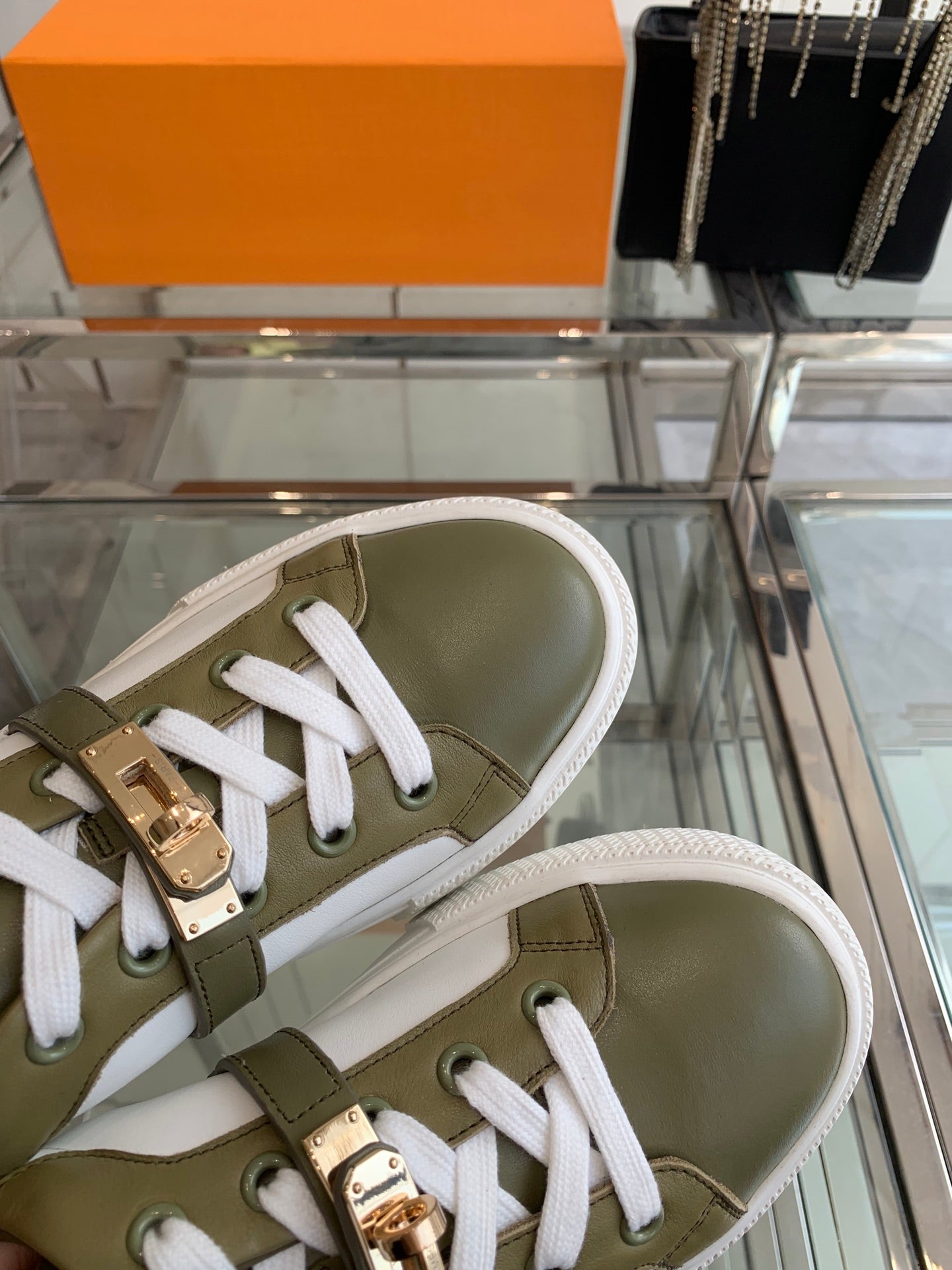 HM Day Sneaker Army Green mix White Calfskin 291834