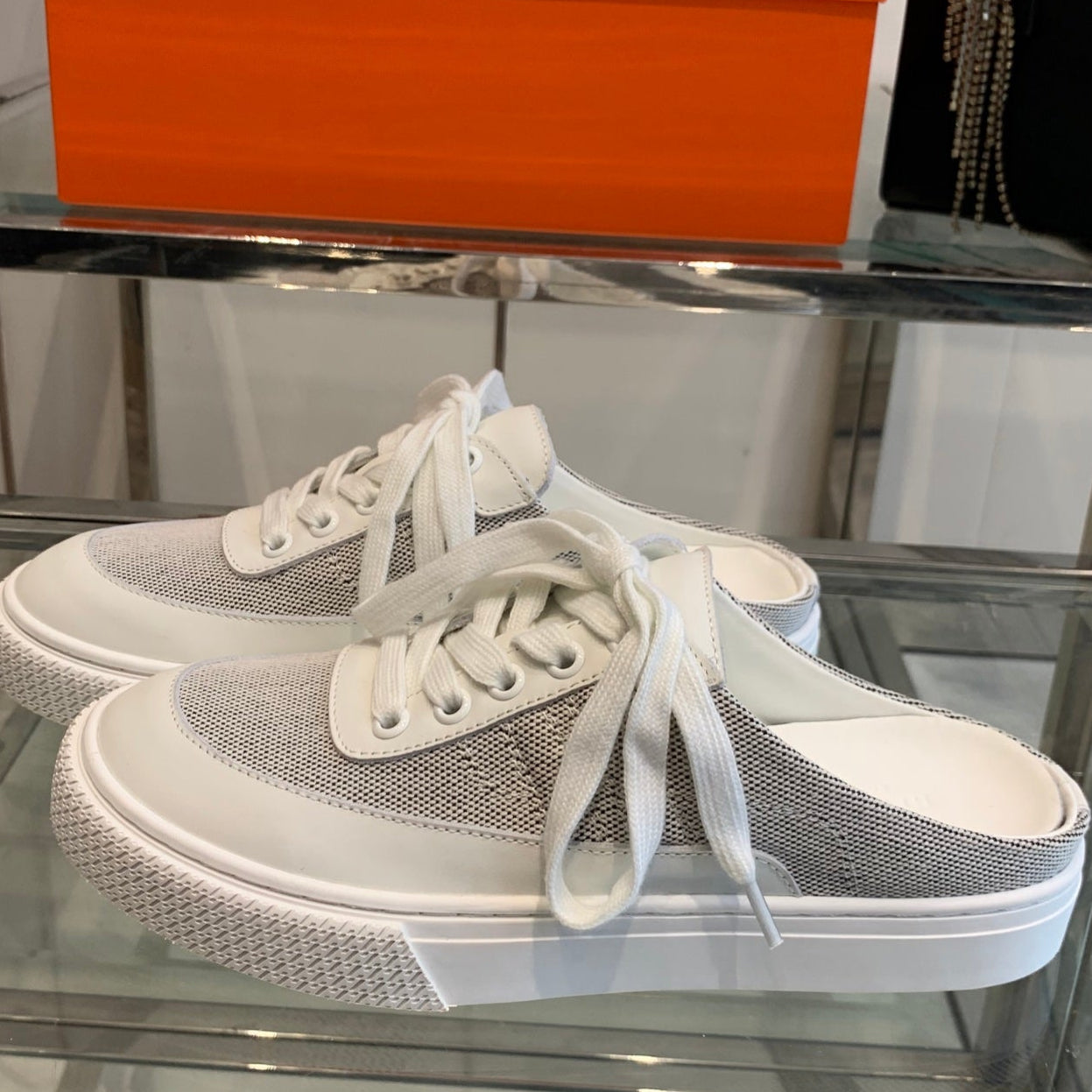 HM Keep Sneaker Gray mix White Canvas Calfskin 291839