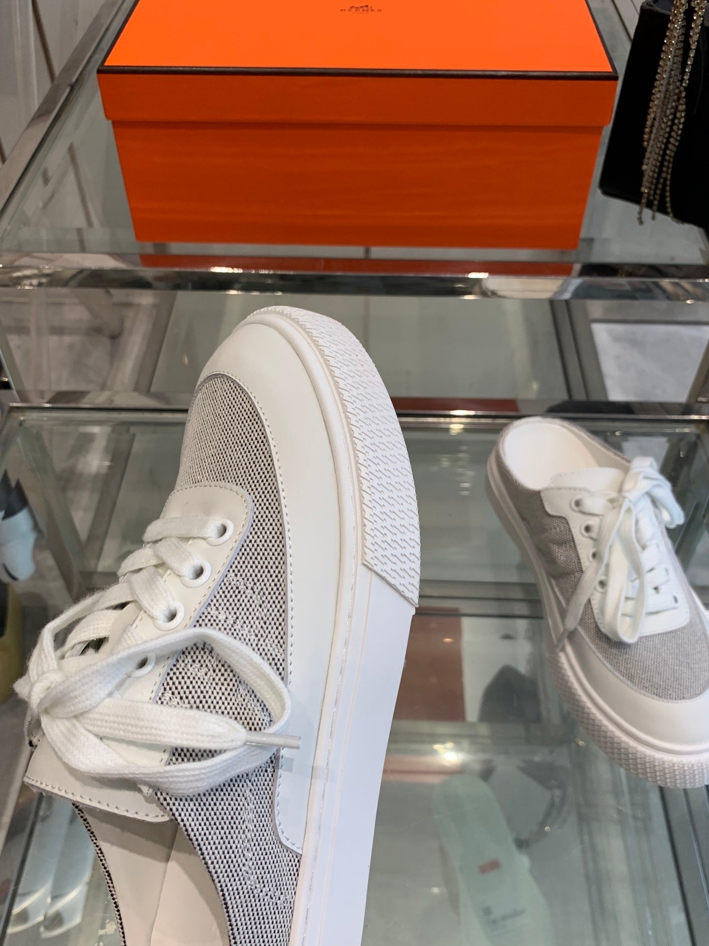 HM Keep Sneaker Gray mix White Canvas Calfskin 291839