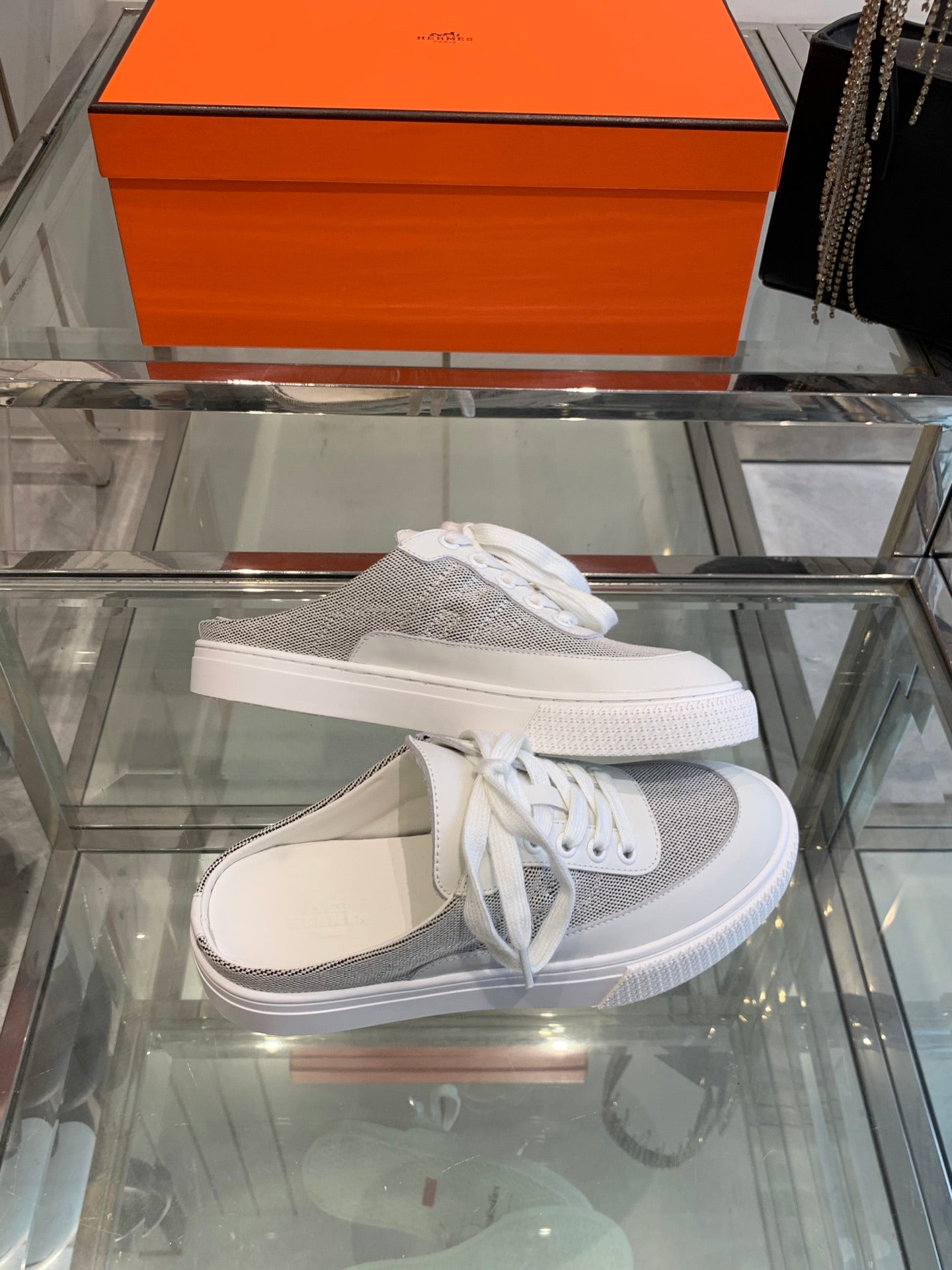 HM Keep Sneaker Gray mix White Canvas Calfskin 291839