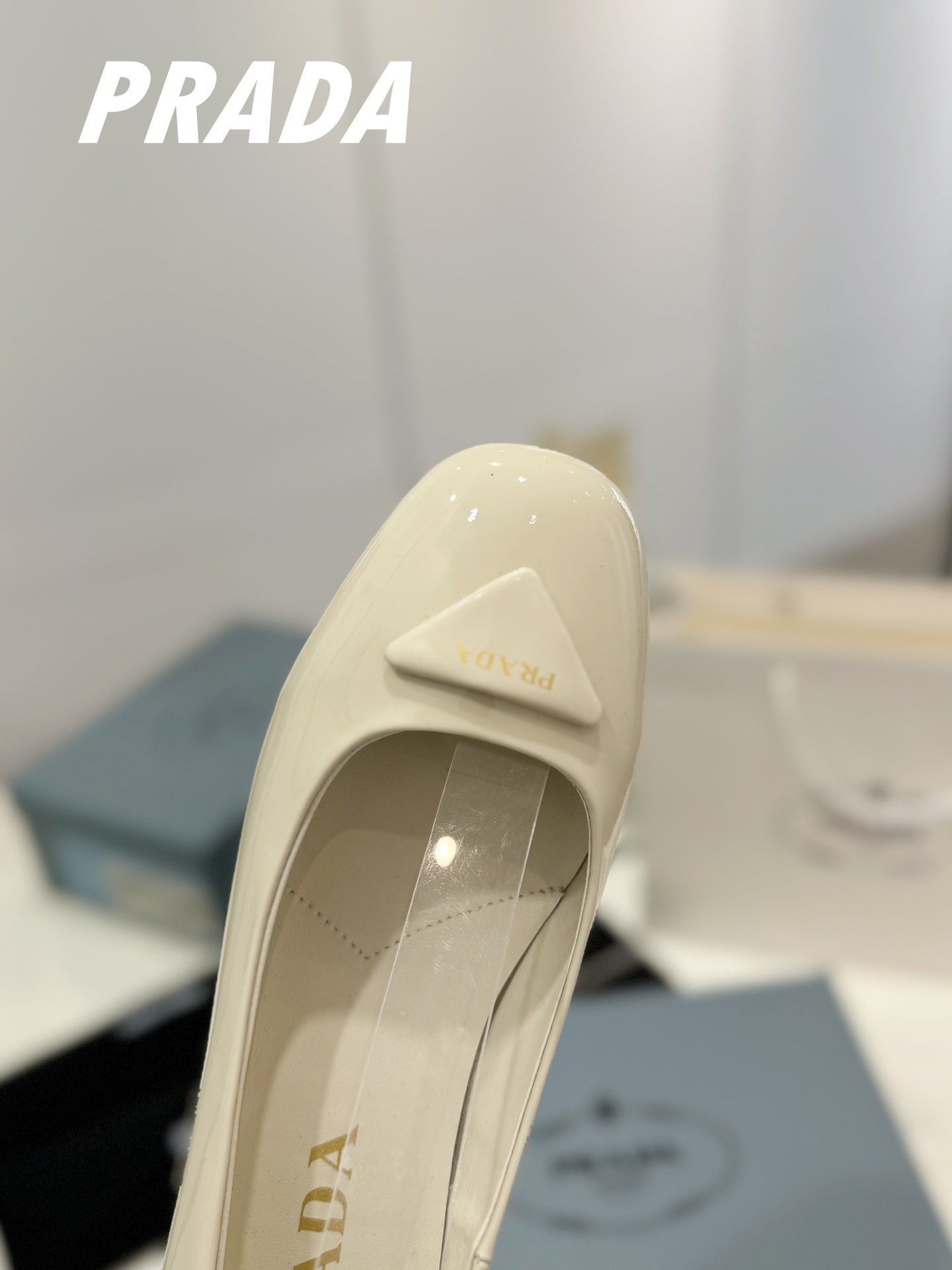 Pra Pumps 40 Square Sole White Patent Leather