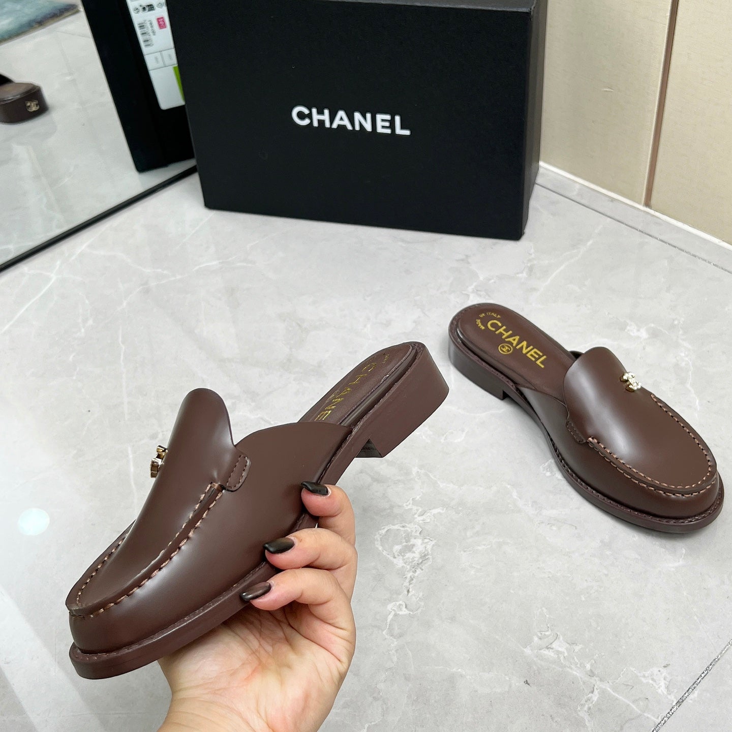 CC 25C Mule Chocolate Calfskin