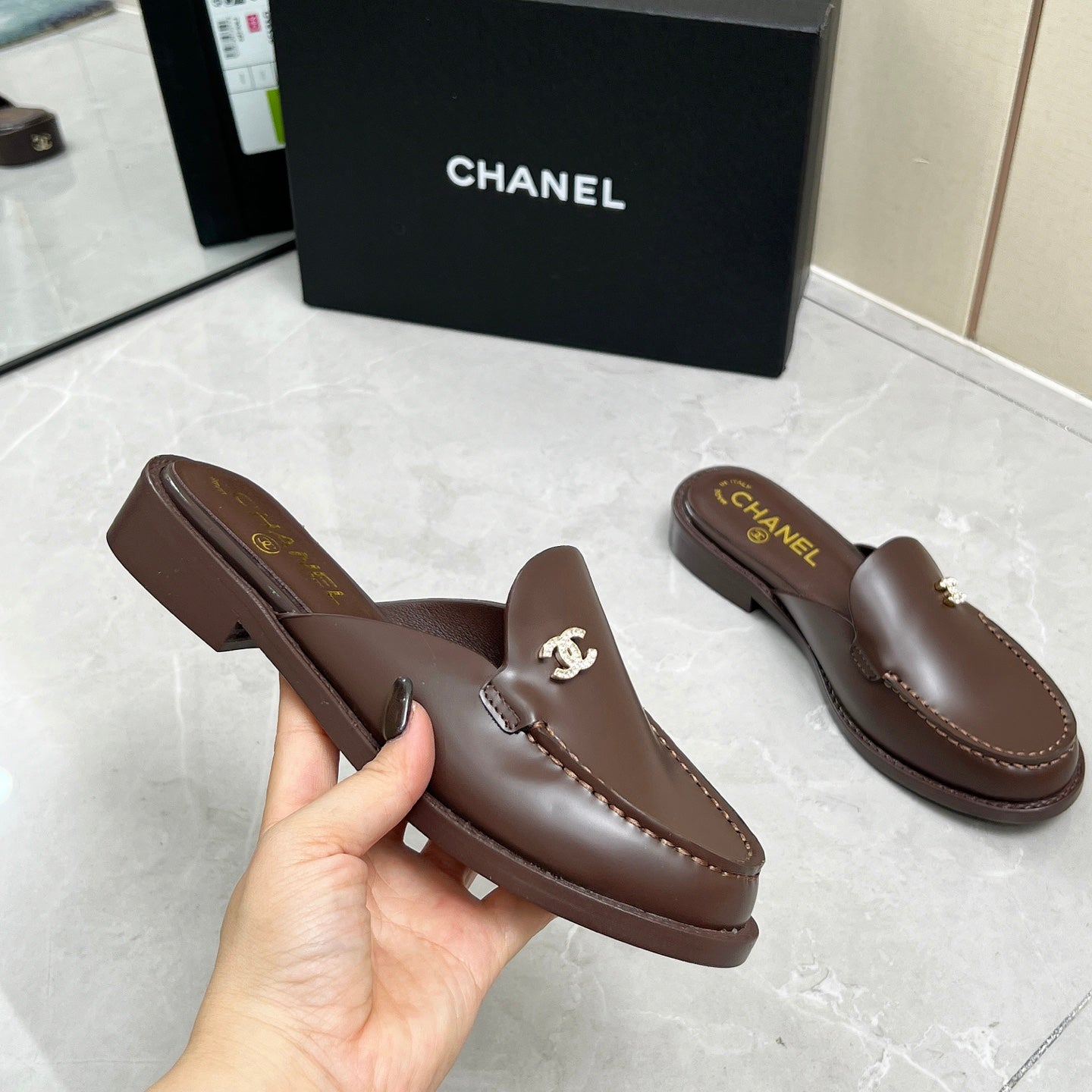 CC 25C Mule Chocolate Calfskin