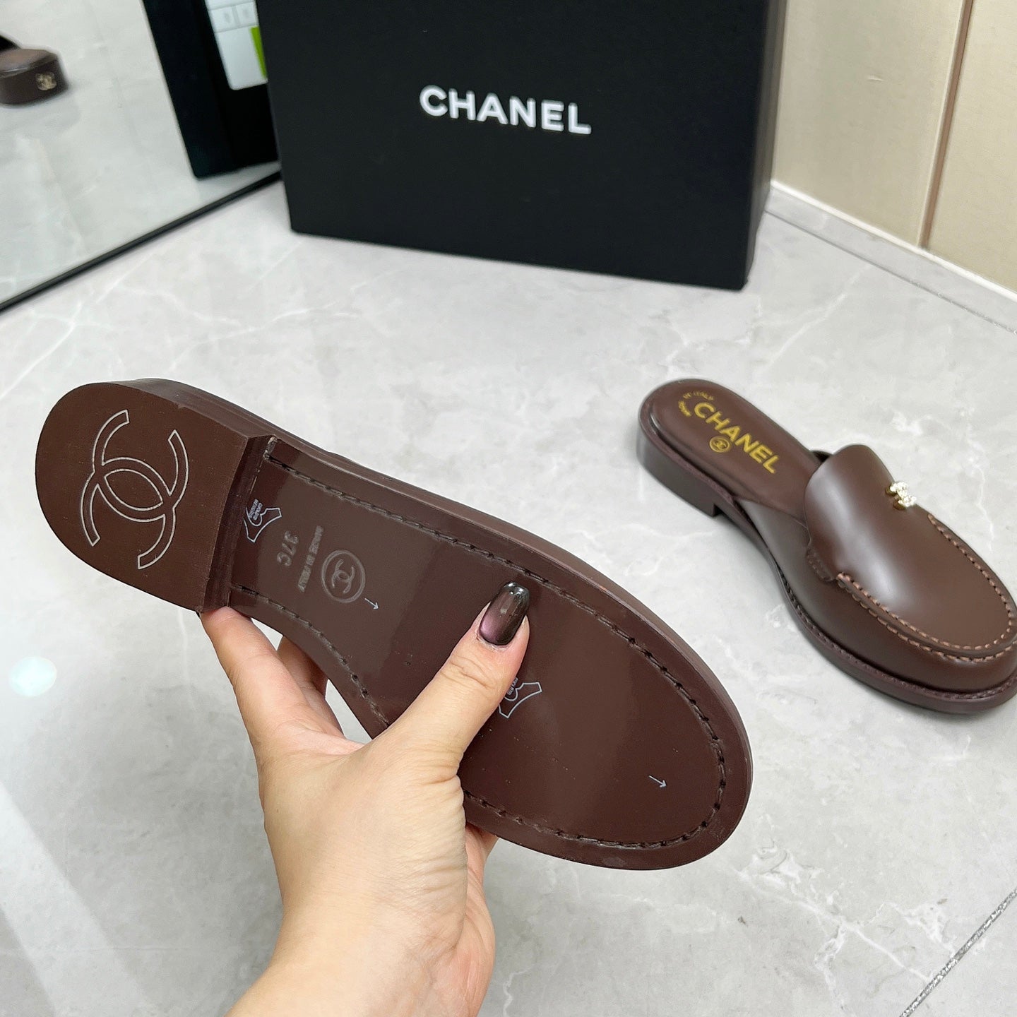 CC 25C Mule Chocolate Calfskin