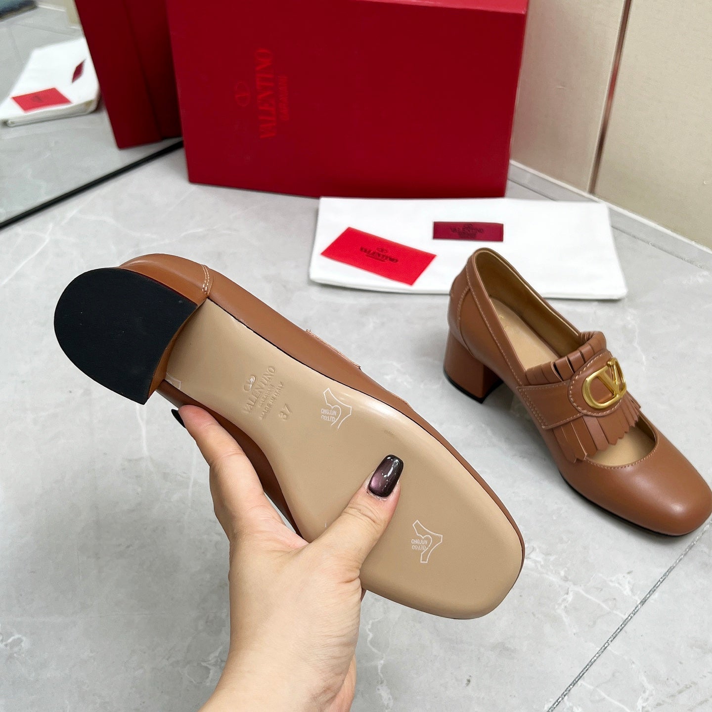 VT 25 Signature Heeled Loafer Brown Calf Leather 293941