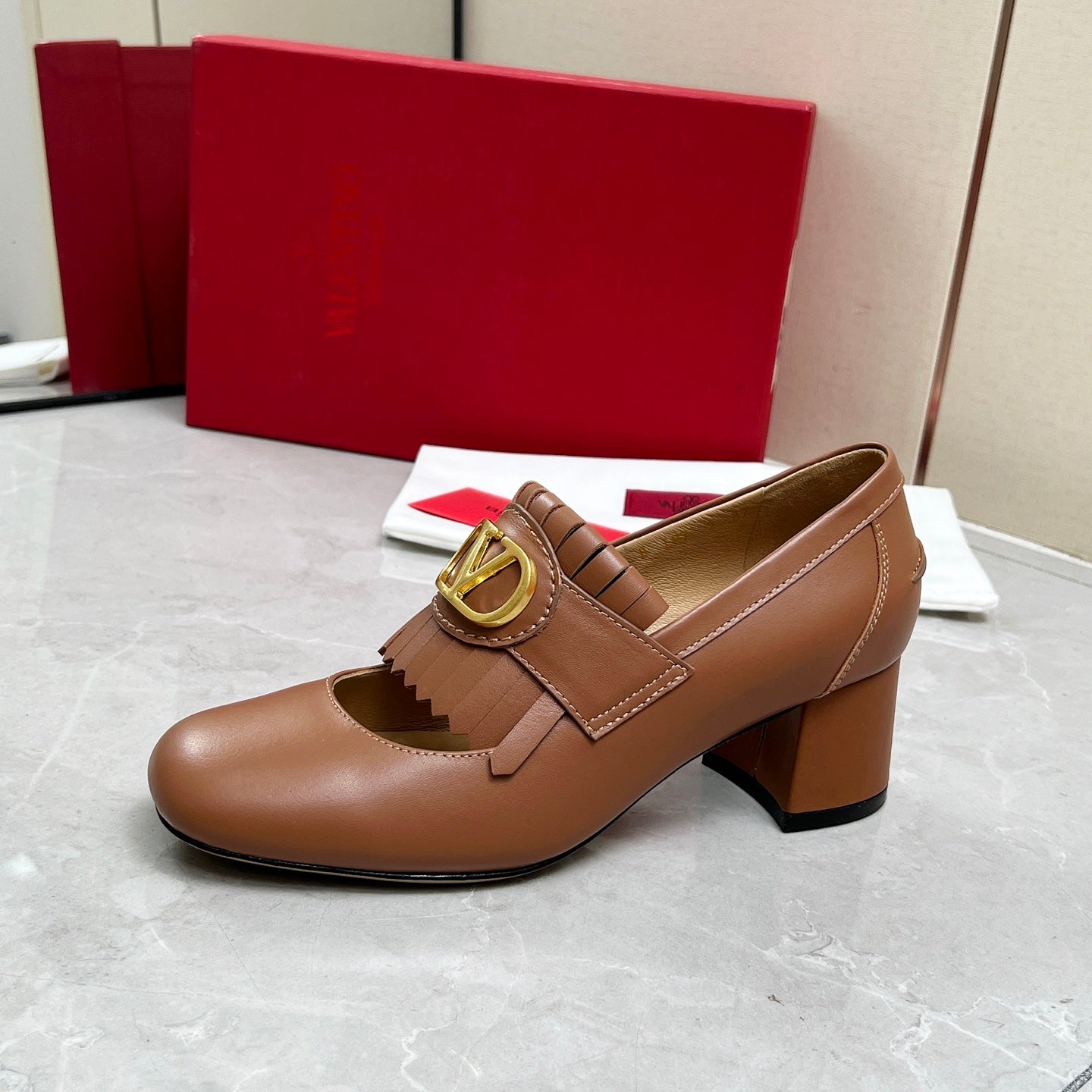 VT 25 Signature Heeled Loafer Brown Calf Leather 293941