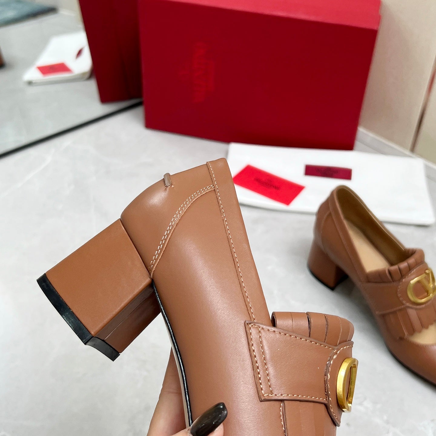 VT 25 Signature Heeled Loafer Brown Calf Leather 293941