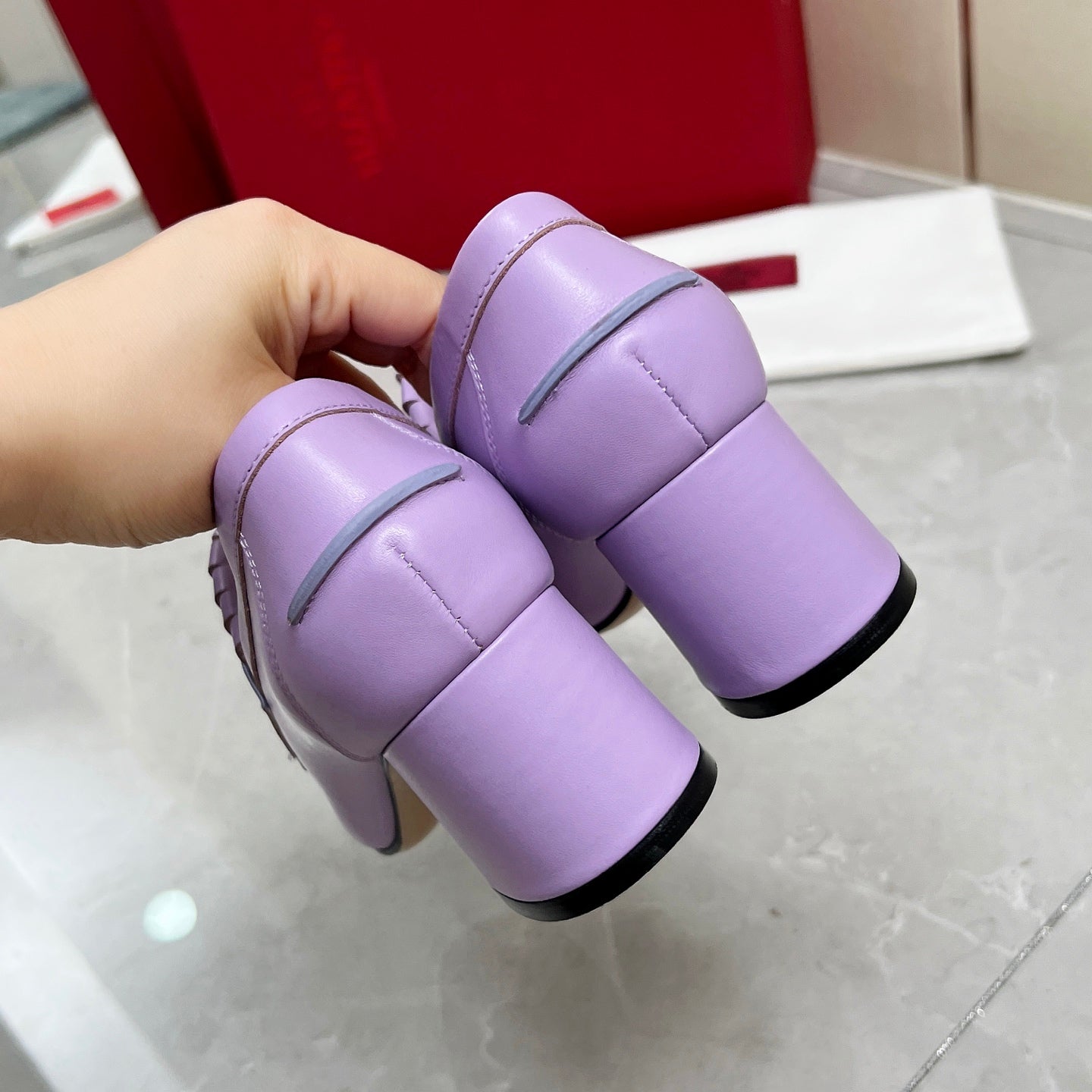 VT 25 Signature Heeled Loafer Purple Calf Leather 293942