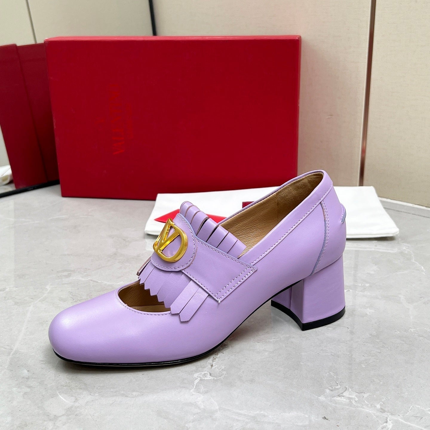 VT 25 Signature Heeled Loafer Purple Calf Leather 293942