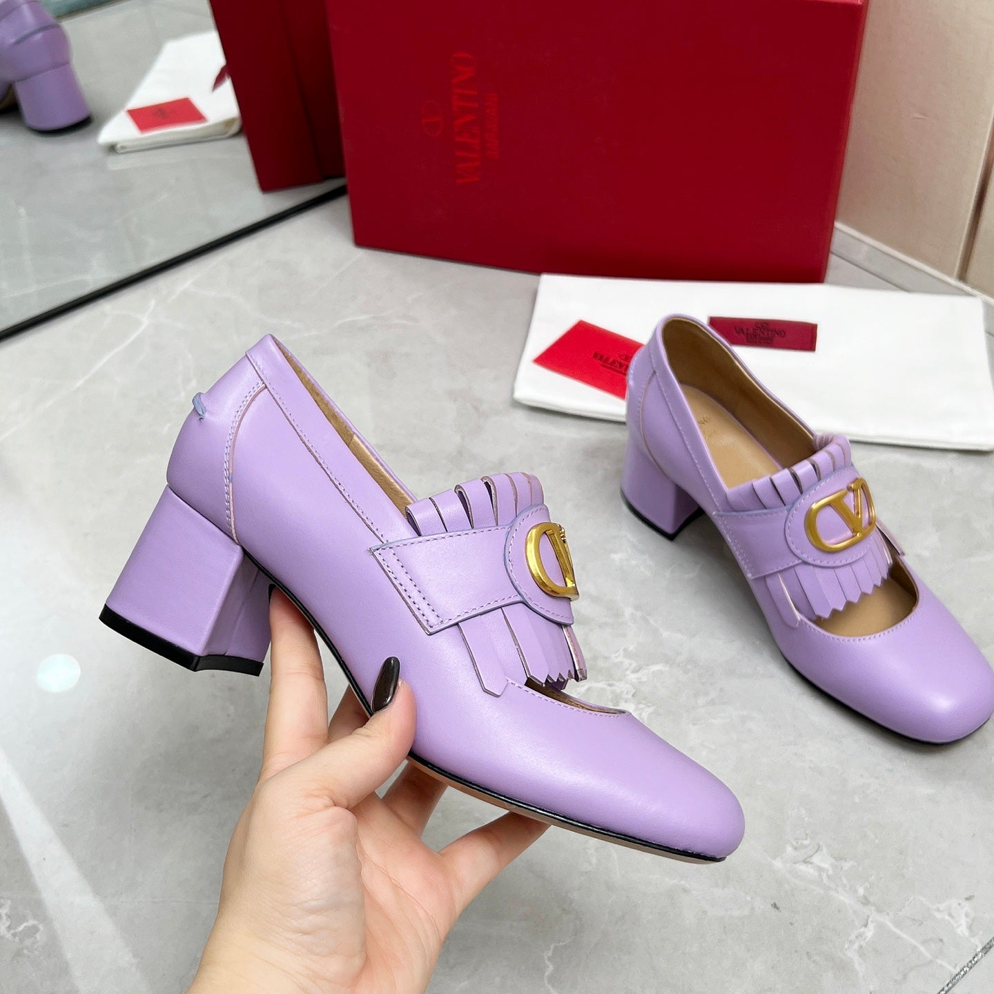 VT 25 Signature Heeled Loafer Purple Calf Leather 293942