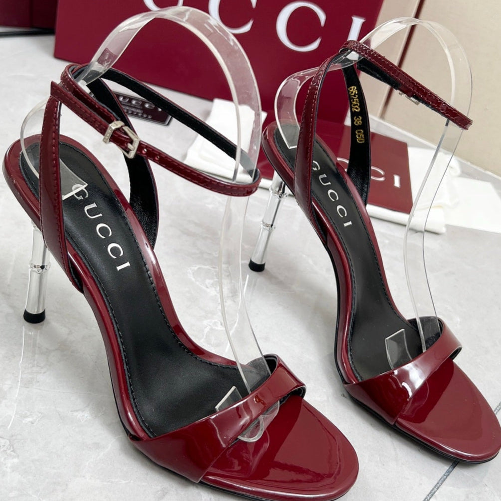 GC 25 Heeled 95mm Sandals Red Patent Leather 293859
