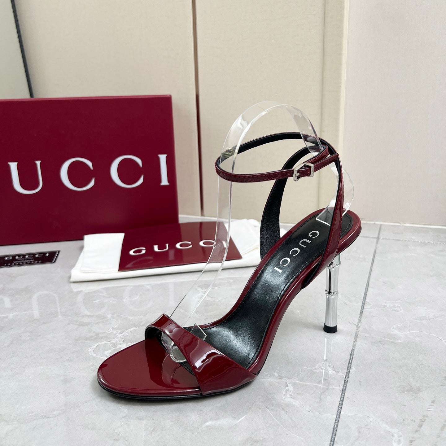 GC 25 Heeled 95mm Sandals Red Patent Leather 293859