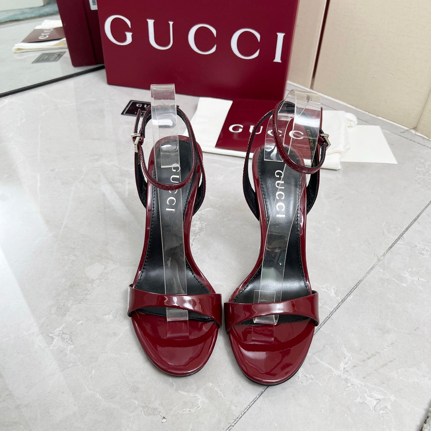 GC 25 Heeled 95mm Sandals Red Patent Leather 293859