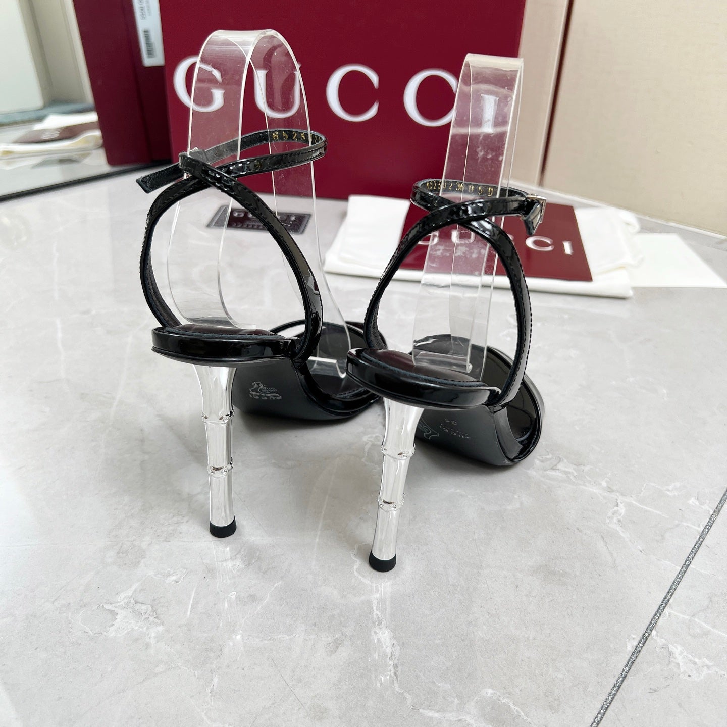 GC 25 Heeled 95mm Sandals Black Patent Leather 293863