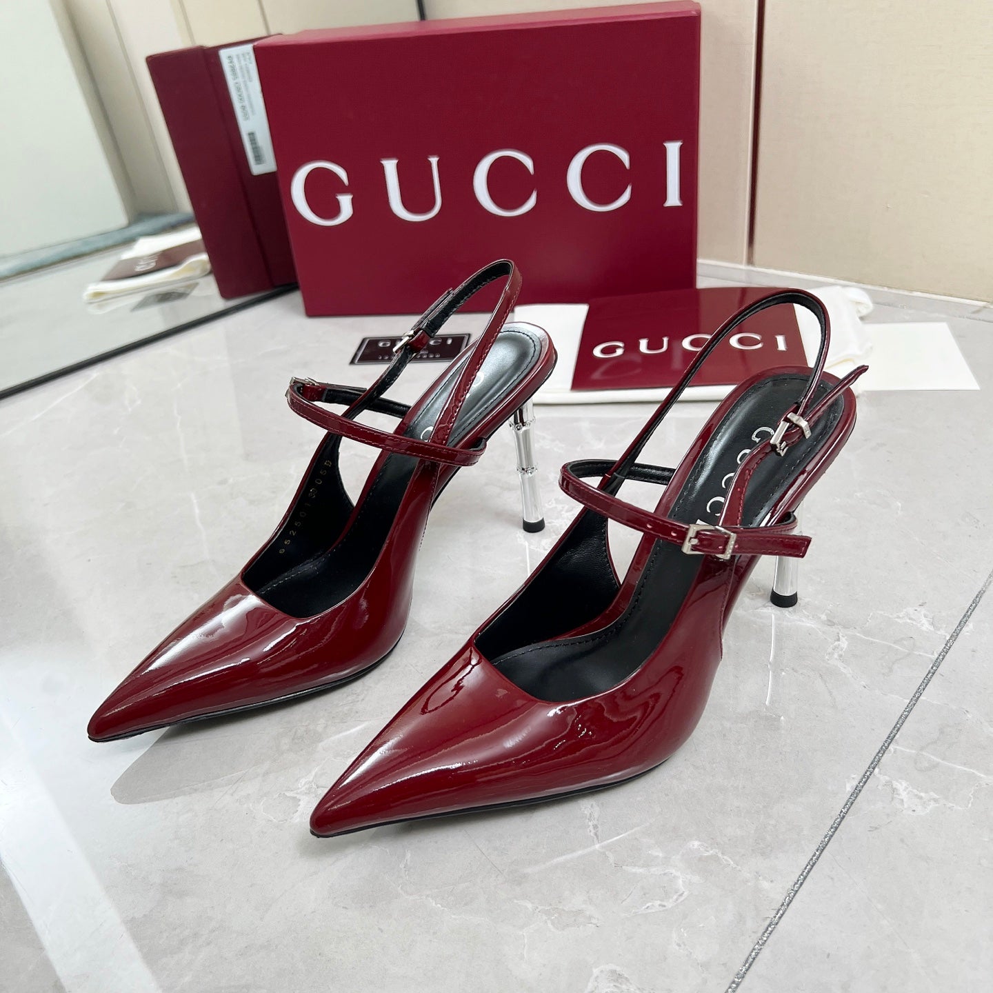 GC 25 Heeled 95mm Slingback Pump Red Patent Leather 293868