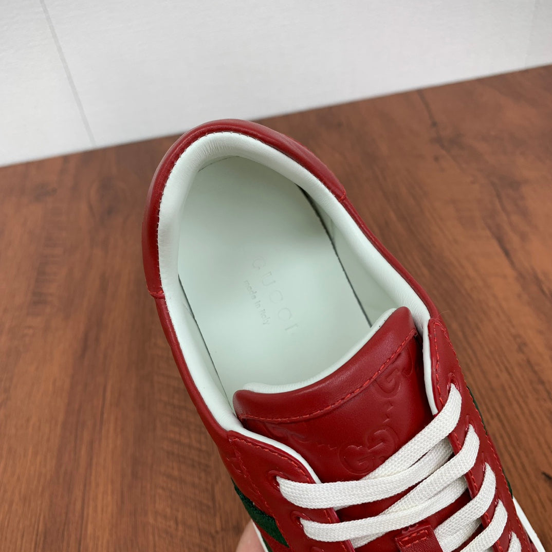GG Men's ACE Sneaker Red Calfskin 537020