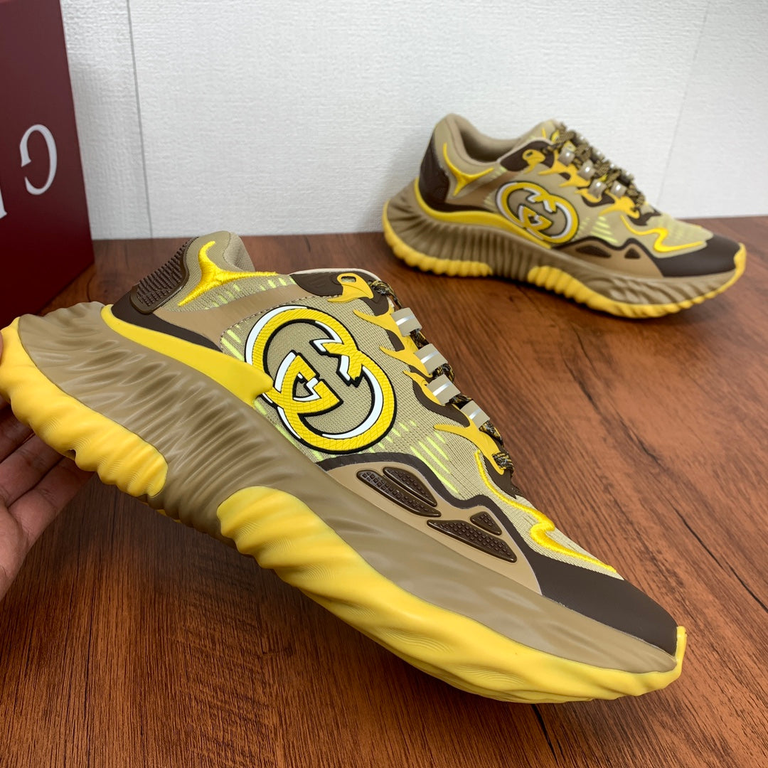 GG Men's Ripple Sneaker Brown Yellow Mesh 536992