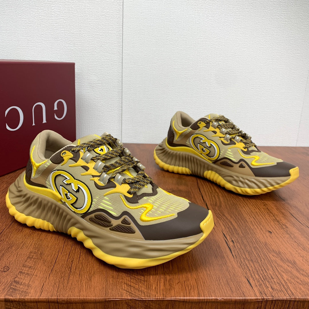 GG Men's Ripple Sneaker Brown Yellow Mesh 536992