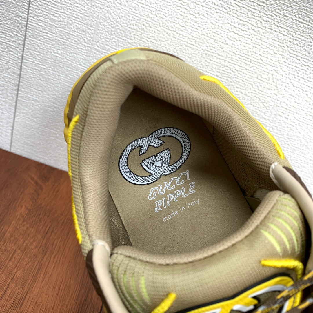 GG Men's Ripple Sneaker Brown Yellow Mesh 536992