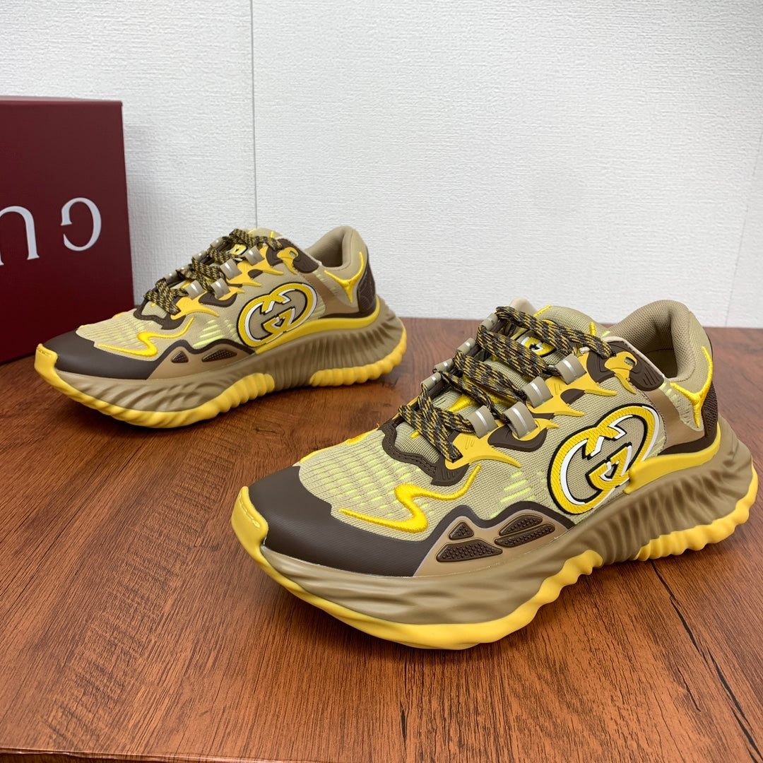 GG Men's Ripple Sneaker Brown Yellow Mesh 536992